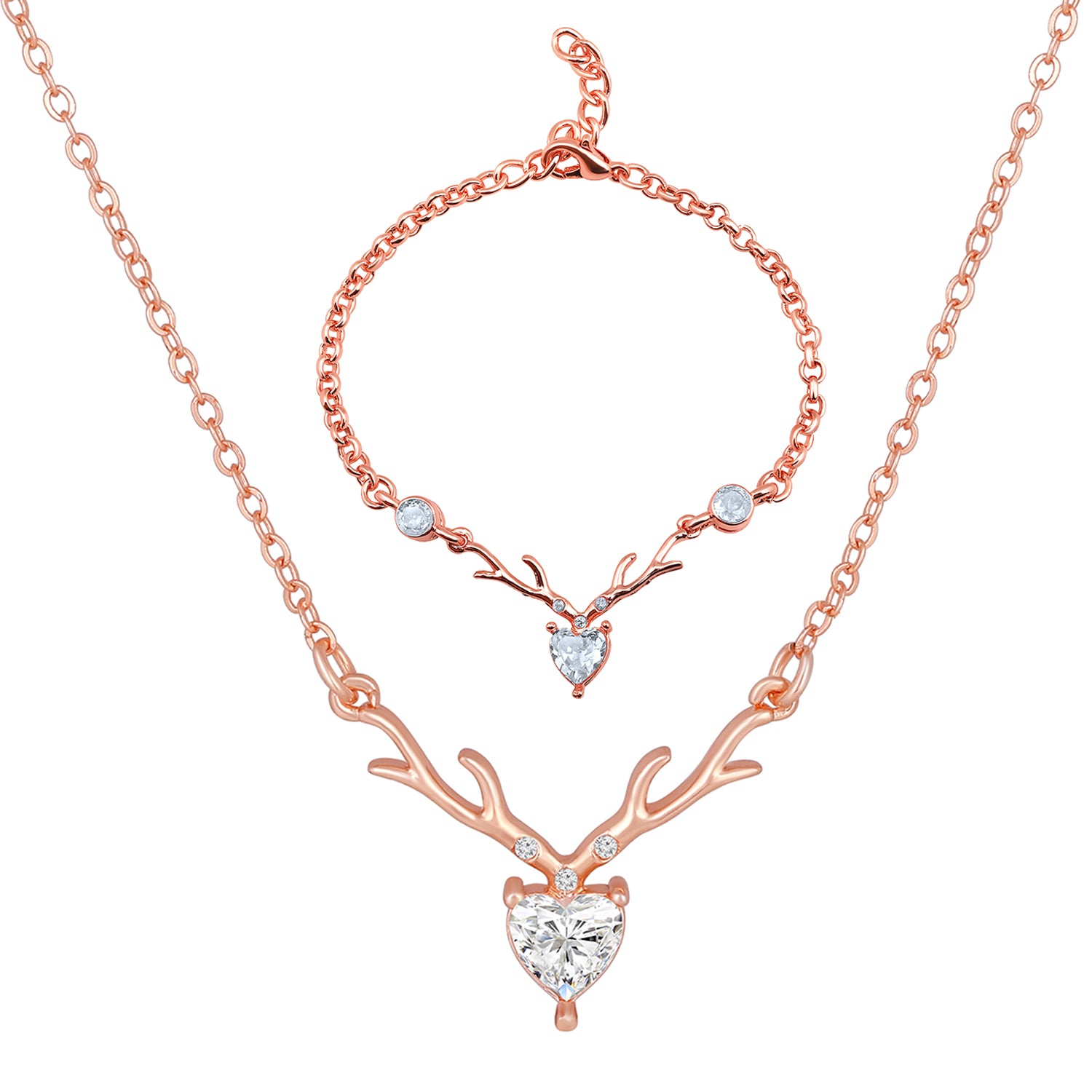 Combo of Heart & Deer-Shaped Stunning Pendant and Bracelet