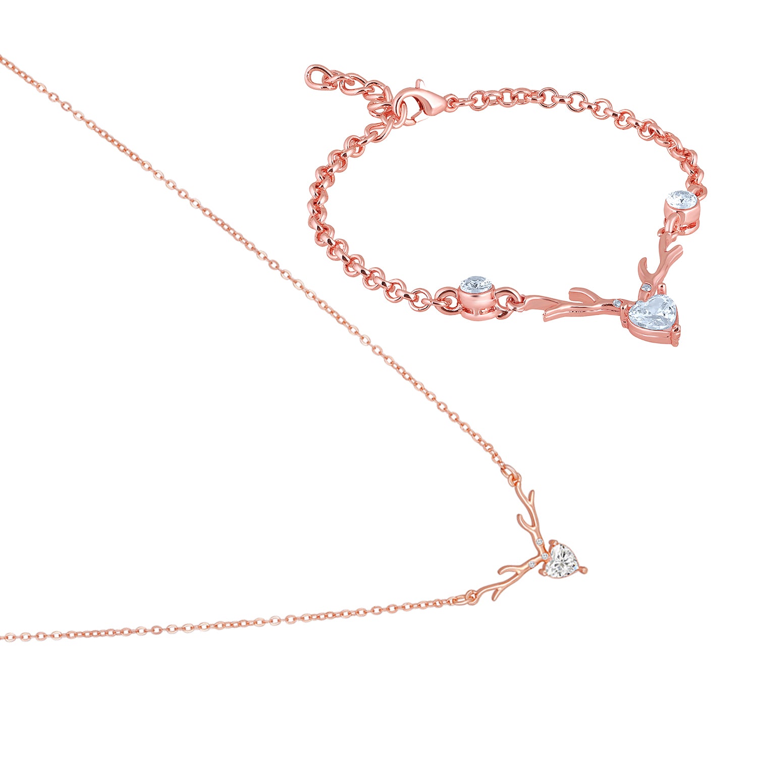 Combo of Heart & Deer-Shaped Stunning Pendant and Bracelet