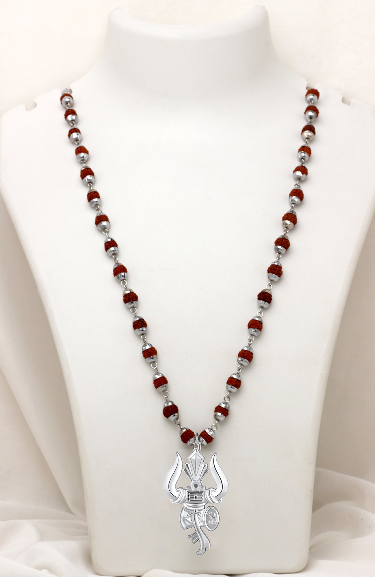 Combo of Lord Shiva Trishul Damroo Pendant with Rudraksha Mala