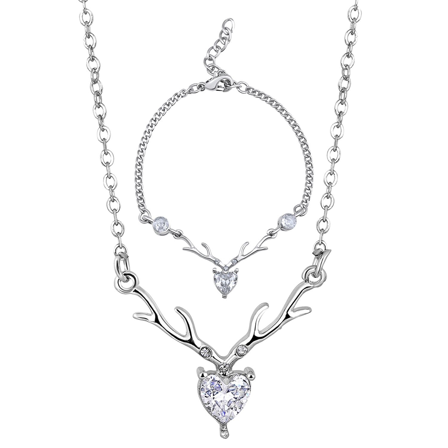 Combo of Heart & Deer-Shaped Stunning Pendant and Bracelet