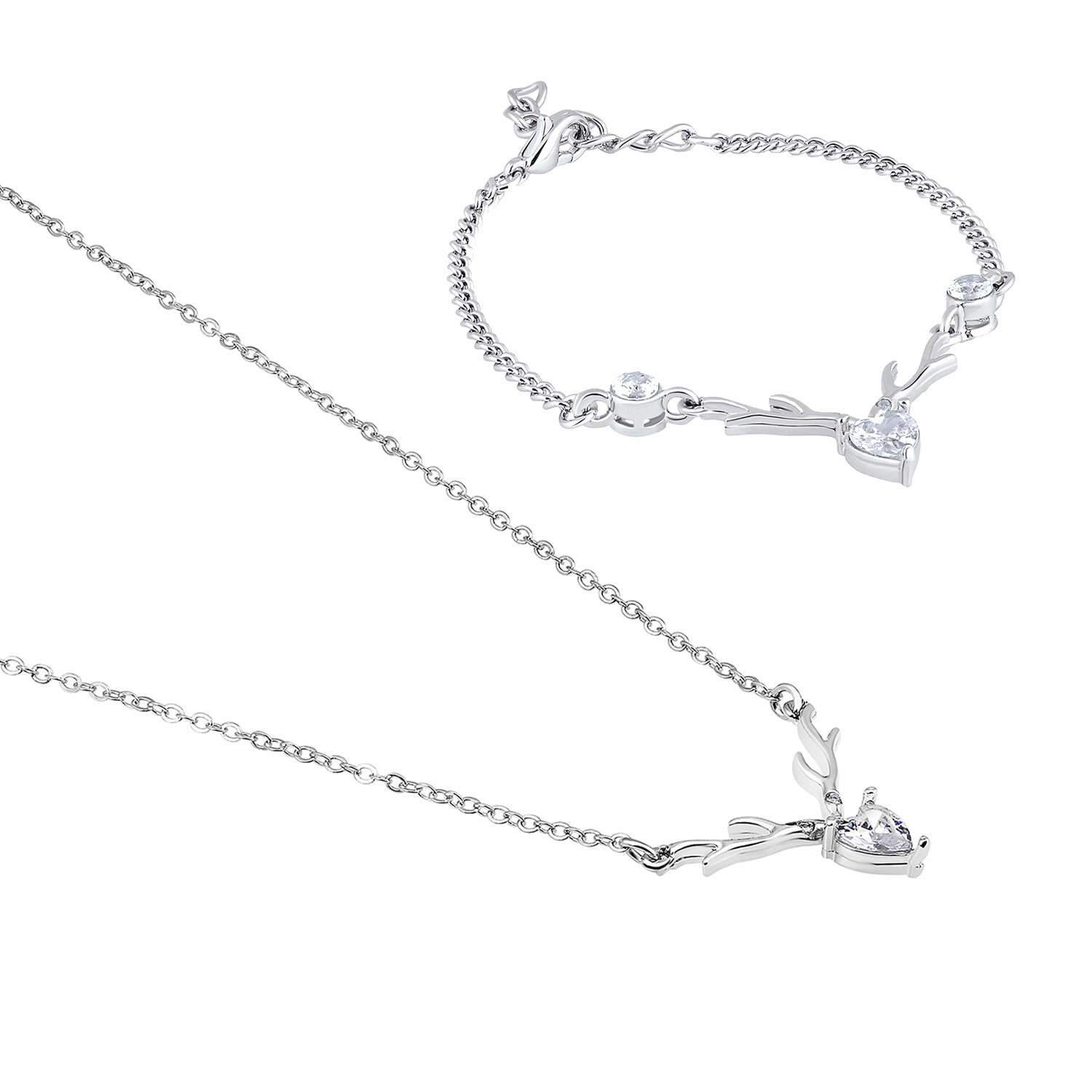 Combo of Heart & Deer-Shaped Stunning Pendant and Bracelet