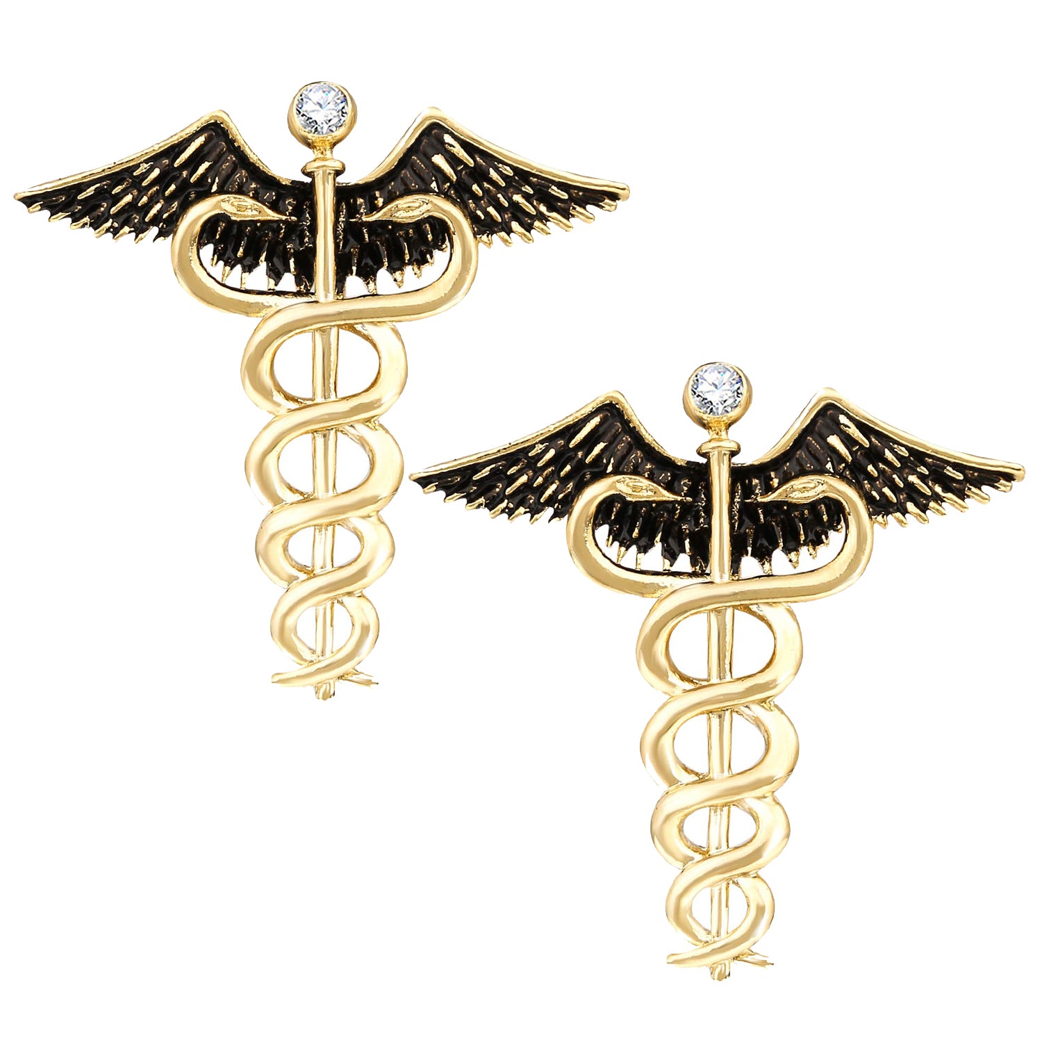 Combo of Caduceus Doctor's Brooch / Lapel Pin