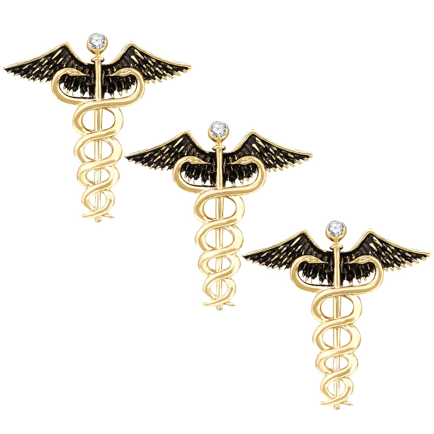 Combo of Caduceus Doctor's Brooch / Lapel Pin