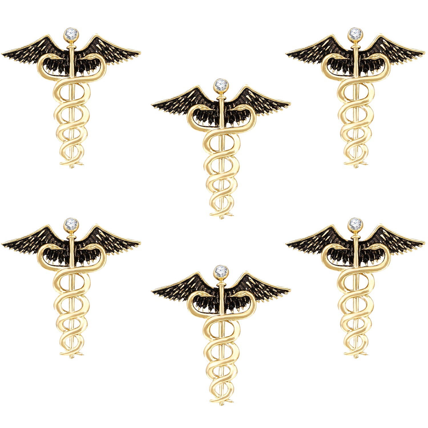 Combo of Caduceus Doctor's Brooch / Lapel Pin