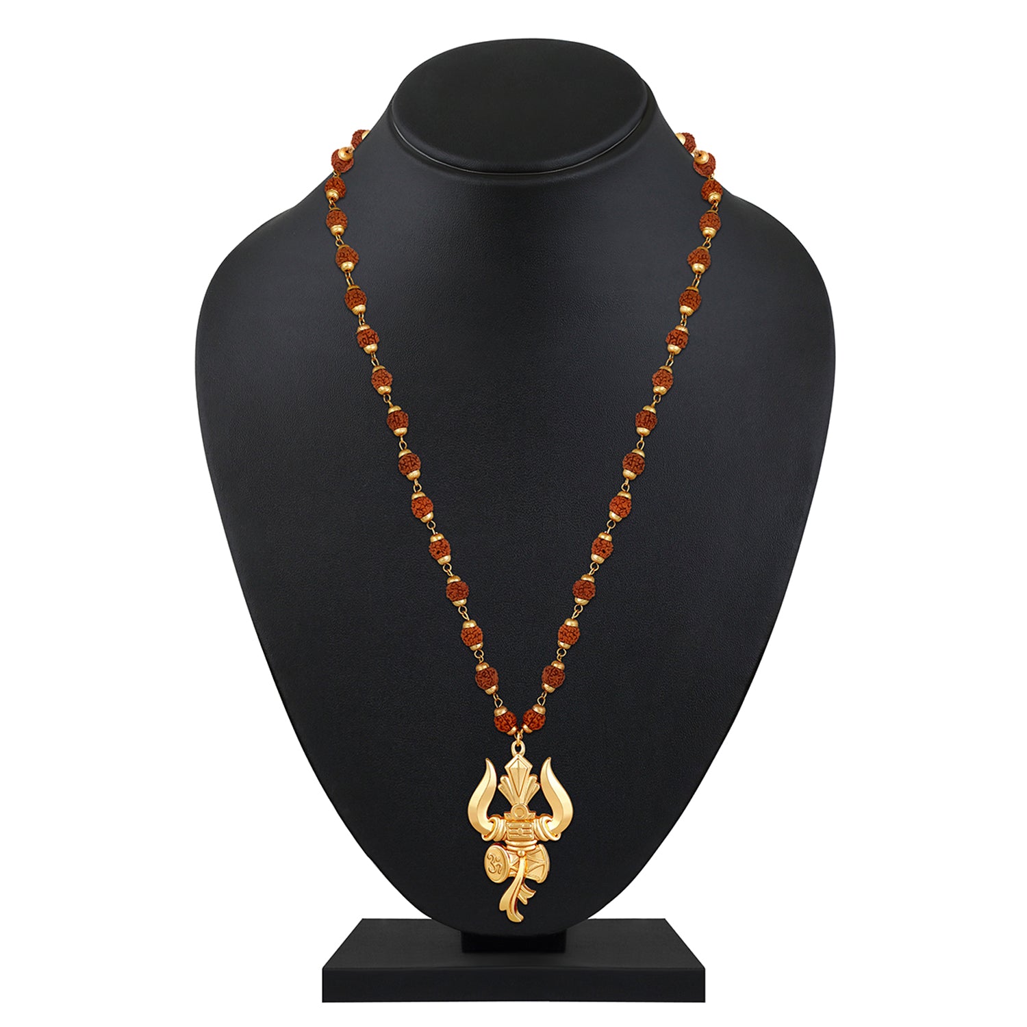 Combo of Lord Shiva Trishul Damroo Pendant with Rudraksha Mala