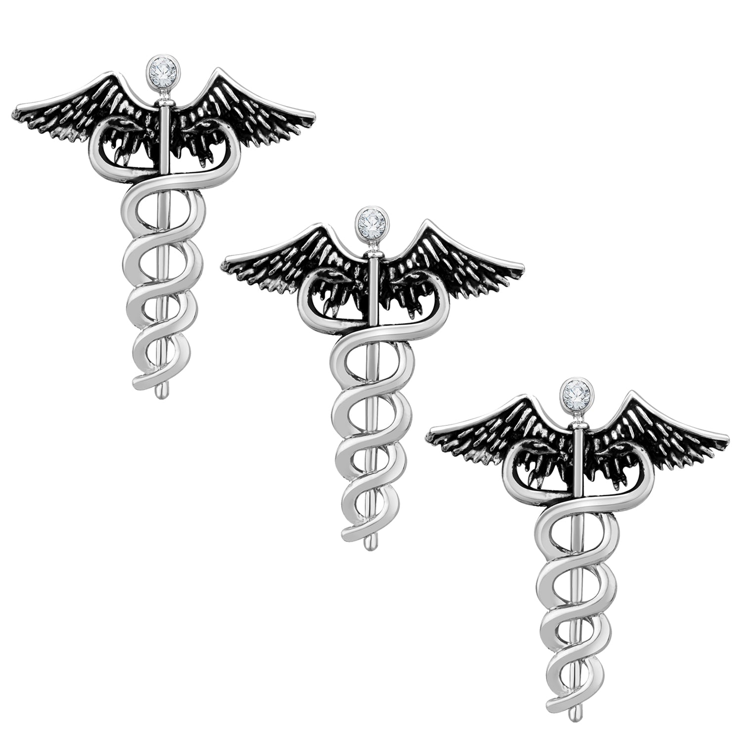 Combo of Caduceus Doctor's Brooch / Lapel Pin