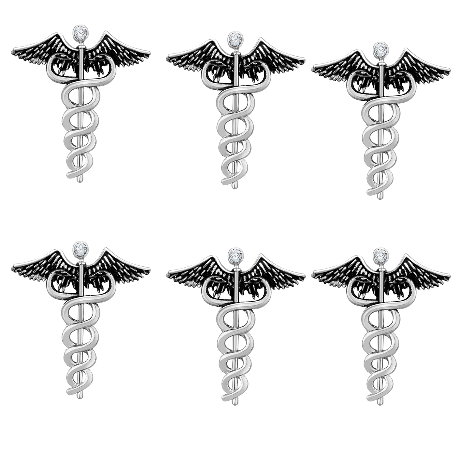 Combo of Caduceus Doctor's Brooch / Lapel Pin