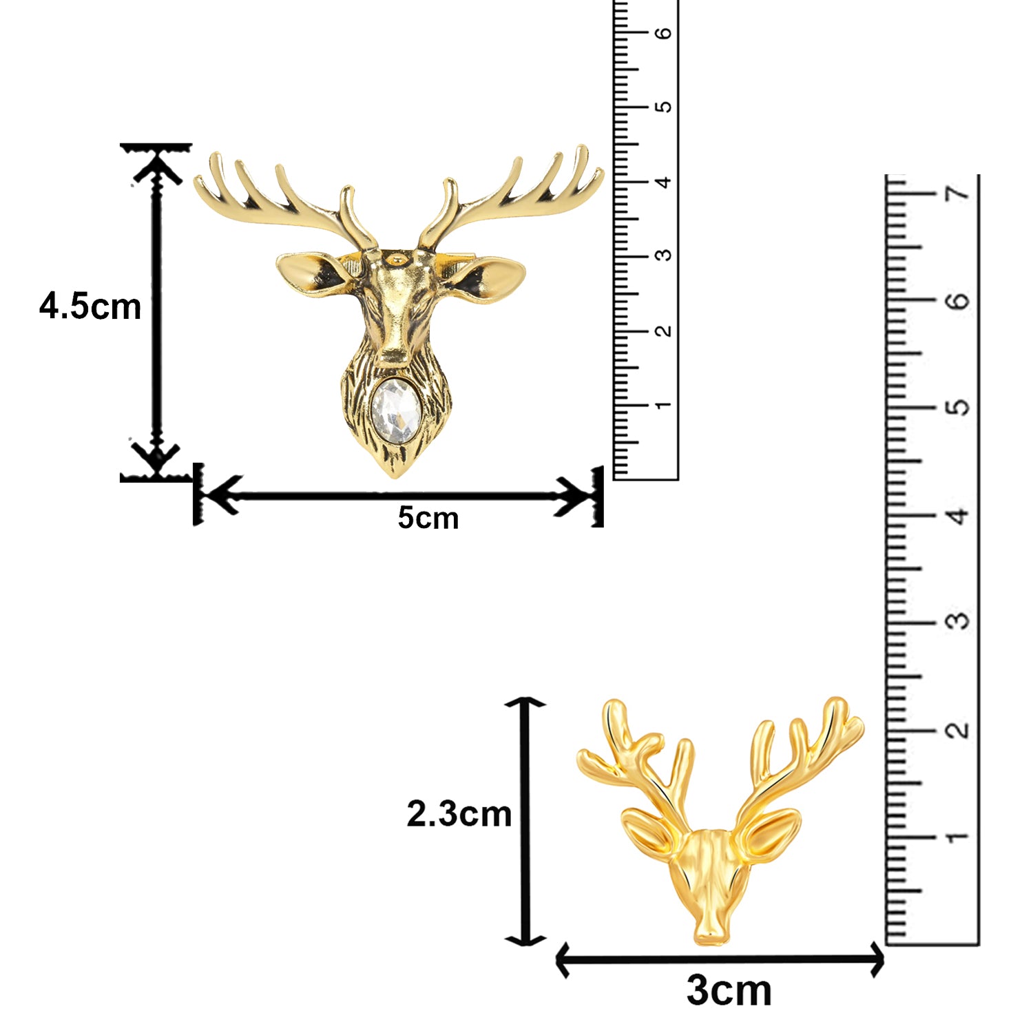 Combo of Deer-Face Shaped Wedding Brooch/Lapel Pin