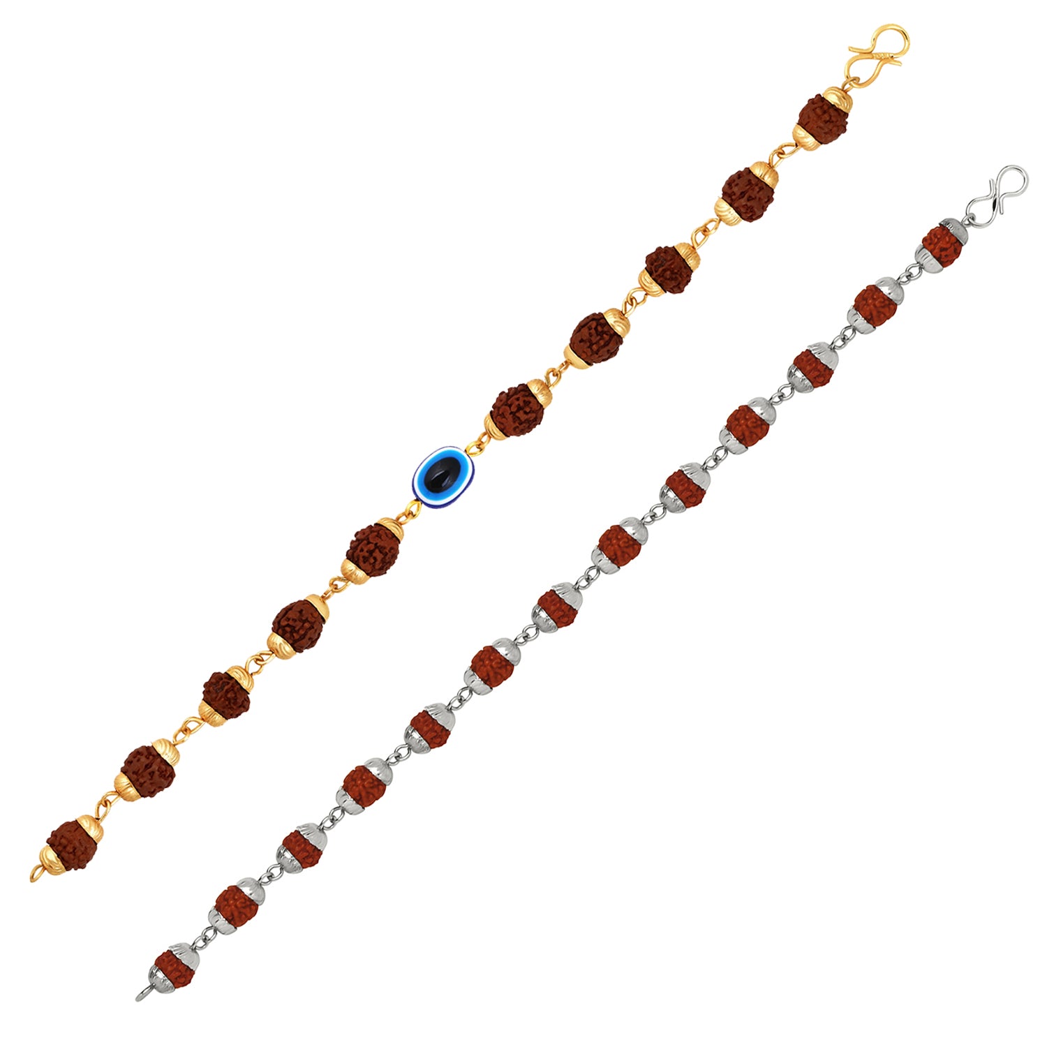 Combo of Rudraksha Beaded Evil Eye Bracelets