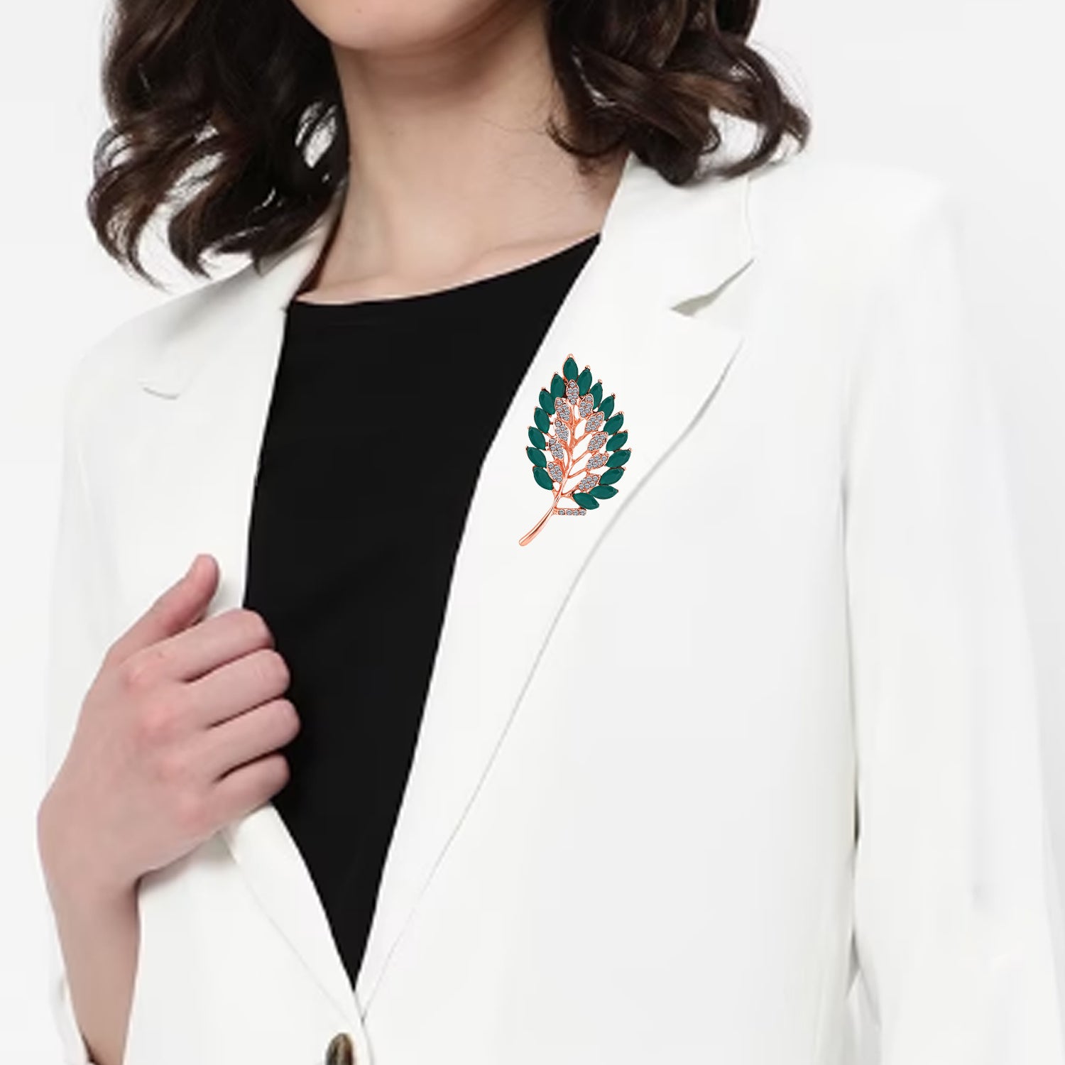 Combo of Leaf and Sunflower Shape Studed Wedding Brooch / Lapel Pin