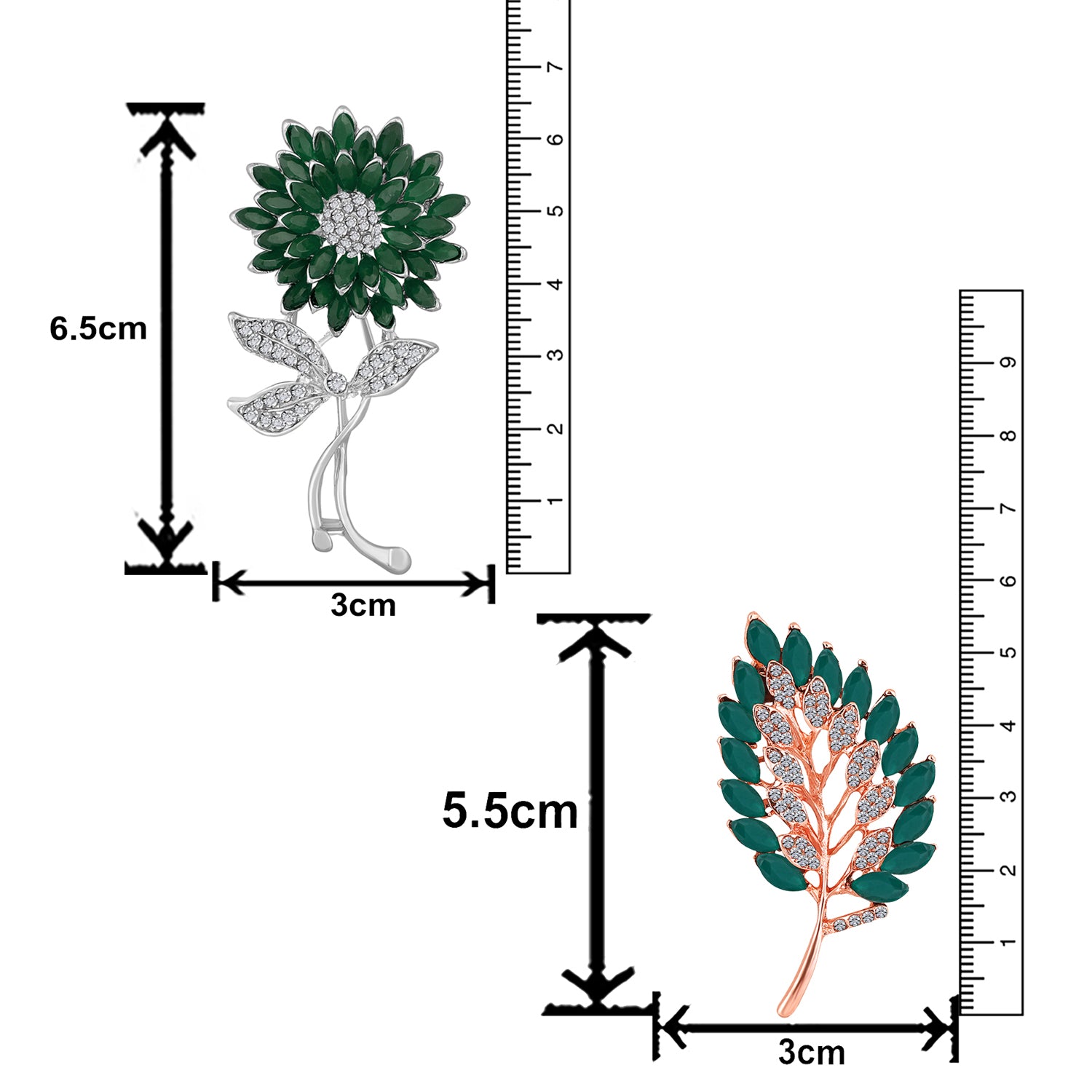 Combo of Leaf and Sunflower Shape Studed Wedding Brooch / Lapel Pin