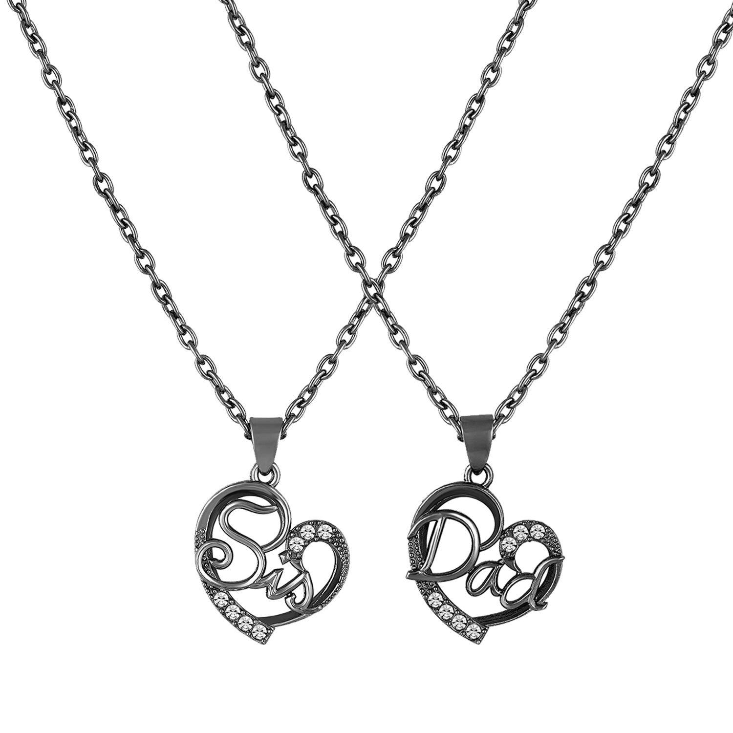 Combo of Sis and Dad Heart Pendant