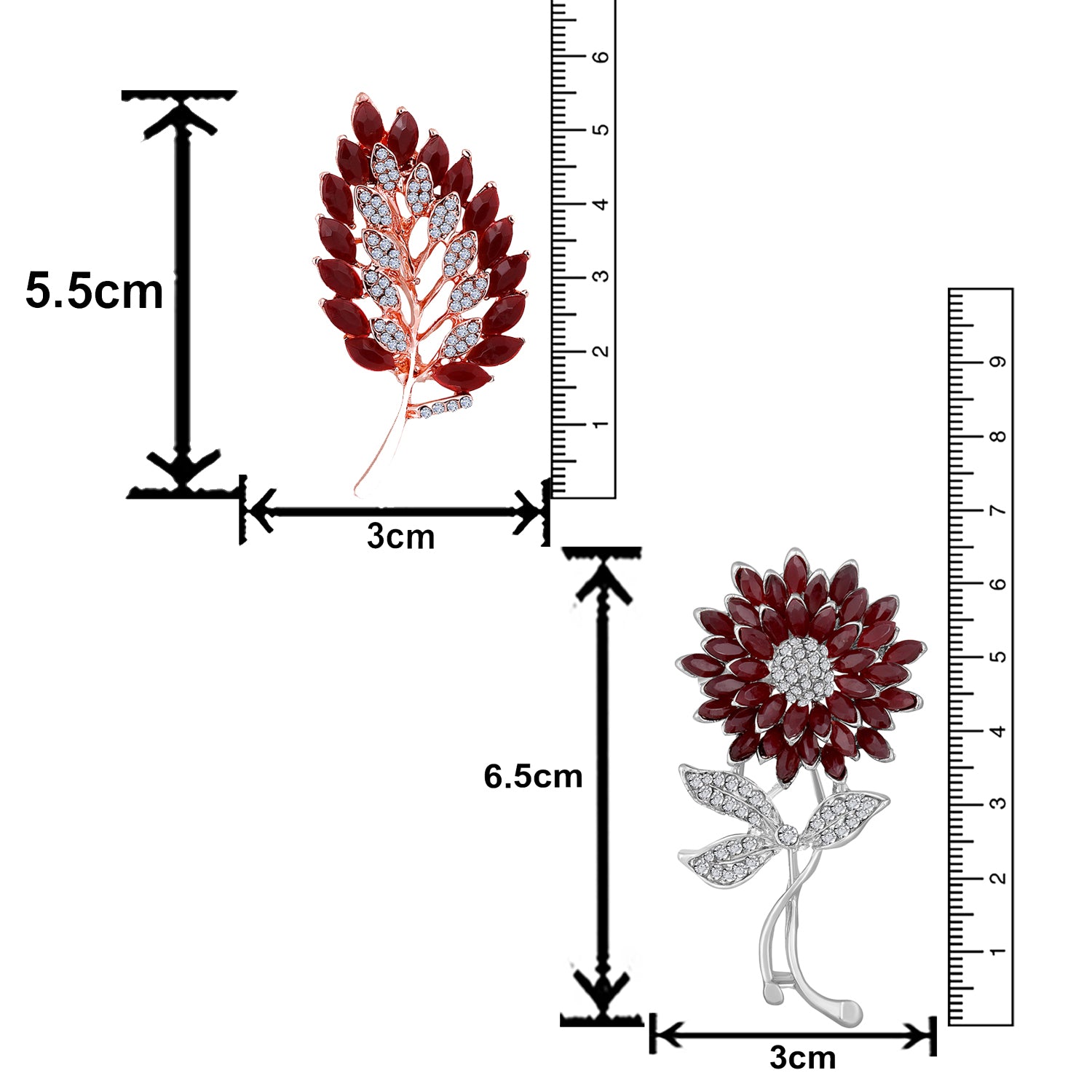 Combo of Leaf and Sunflower Shape Studed Wedding Brooch / Lapel Pin