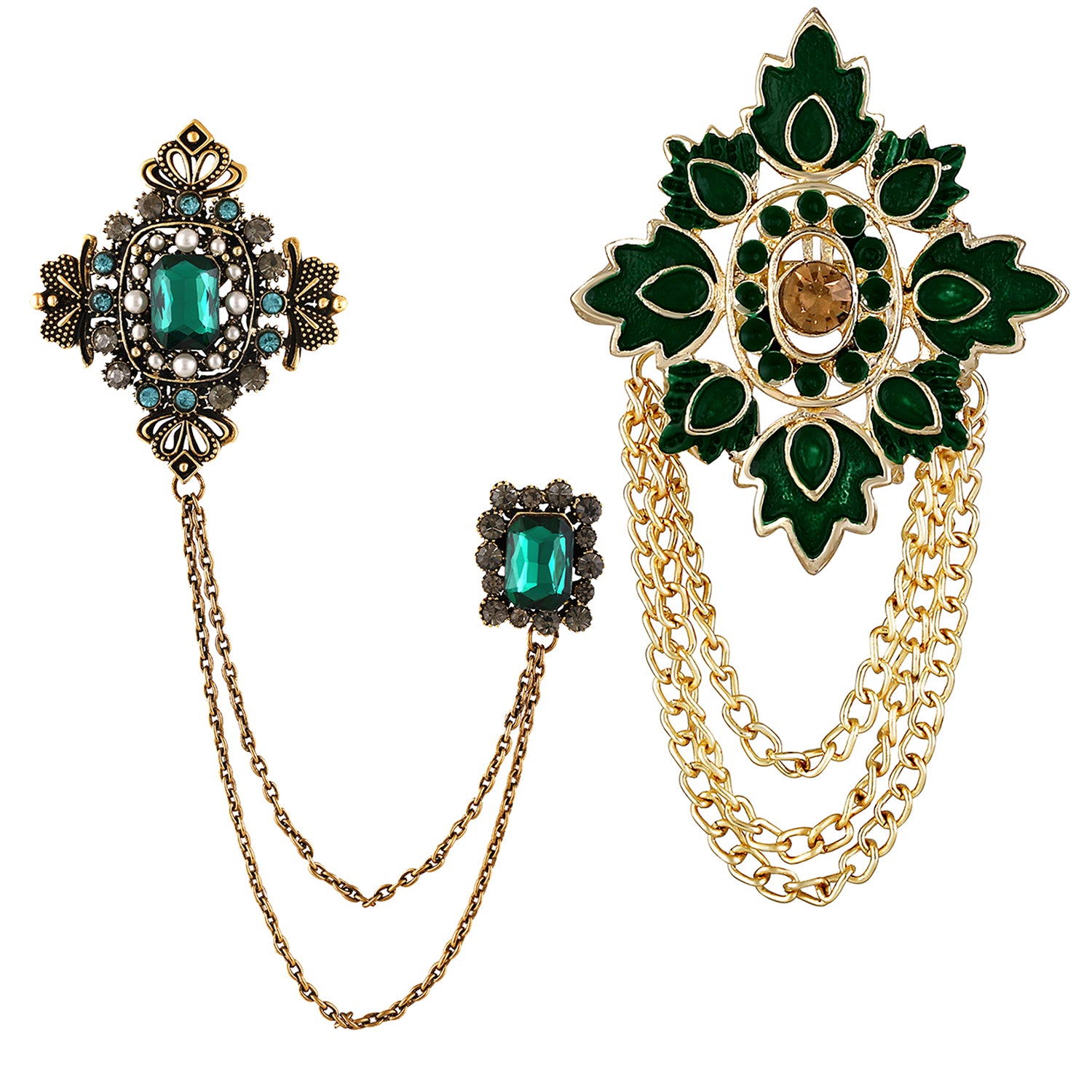 Combo of 2 Layered Chains Indowestern Brooch