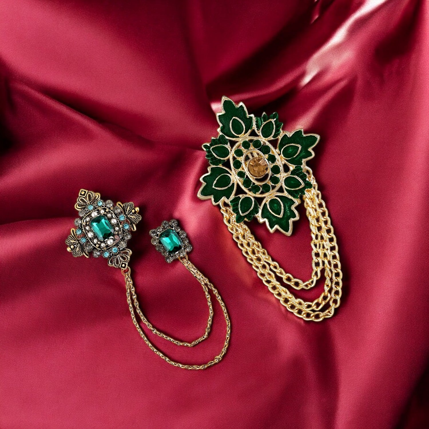 Combo of 2 Layered Chains Indowestern Brooch