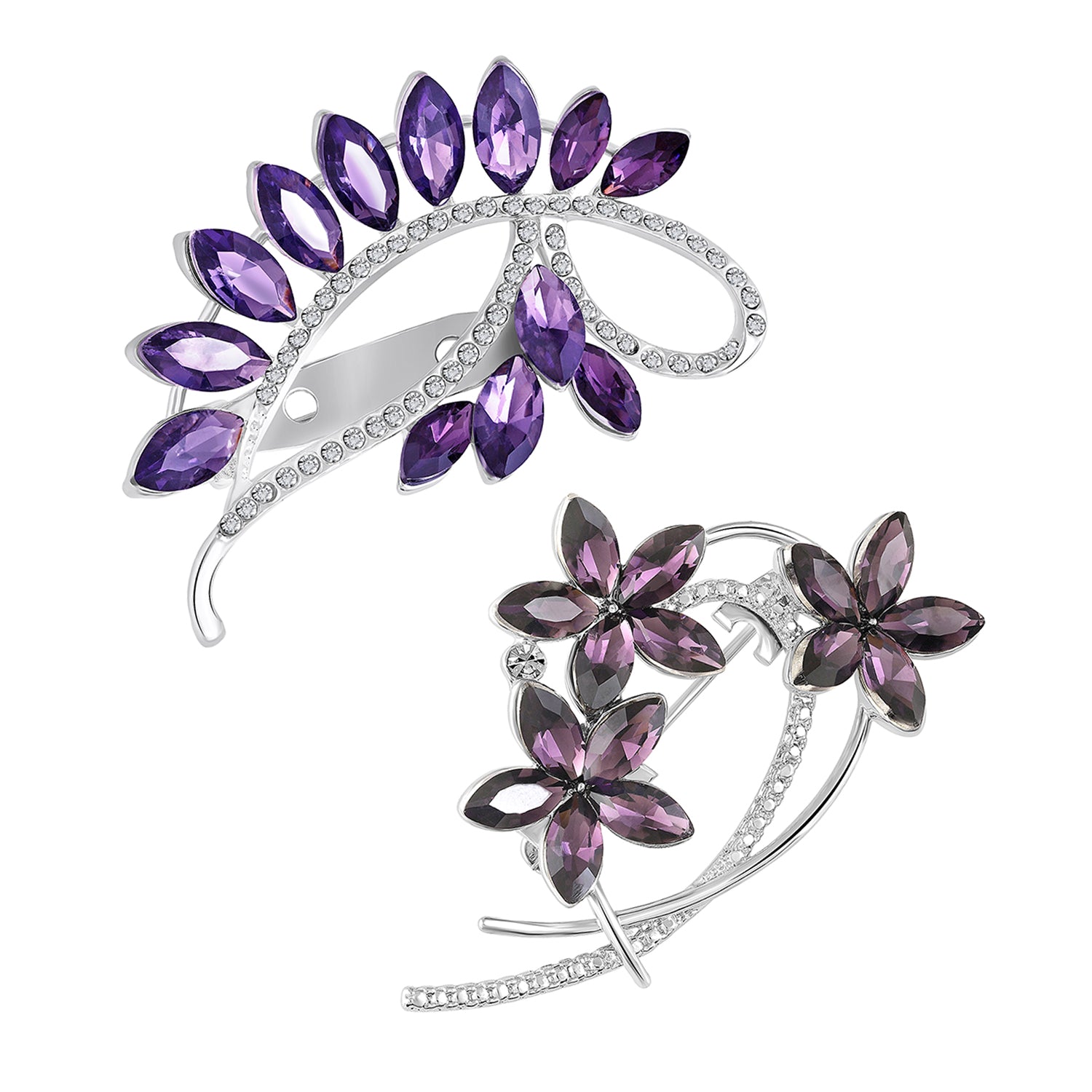 Combo of 2 Purple Crystals Brooch / Saree Pin