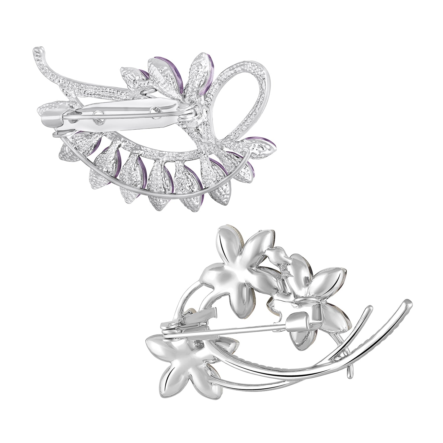 Combo of 2 Purple Crystals Brooch / Saree Pin