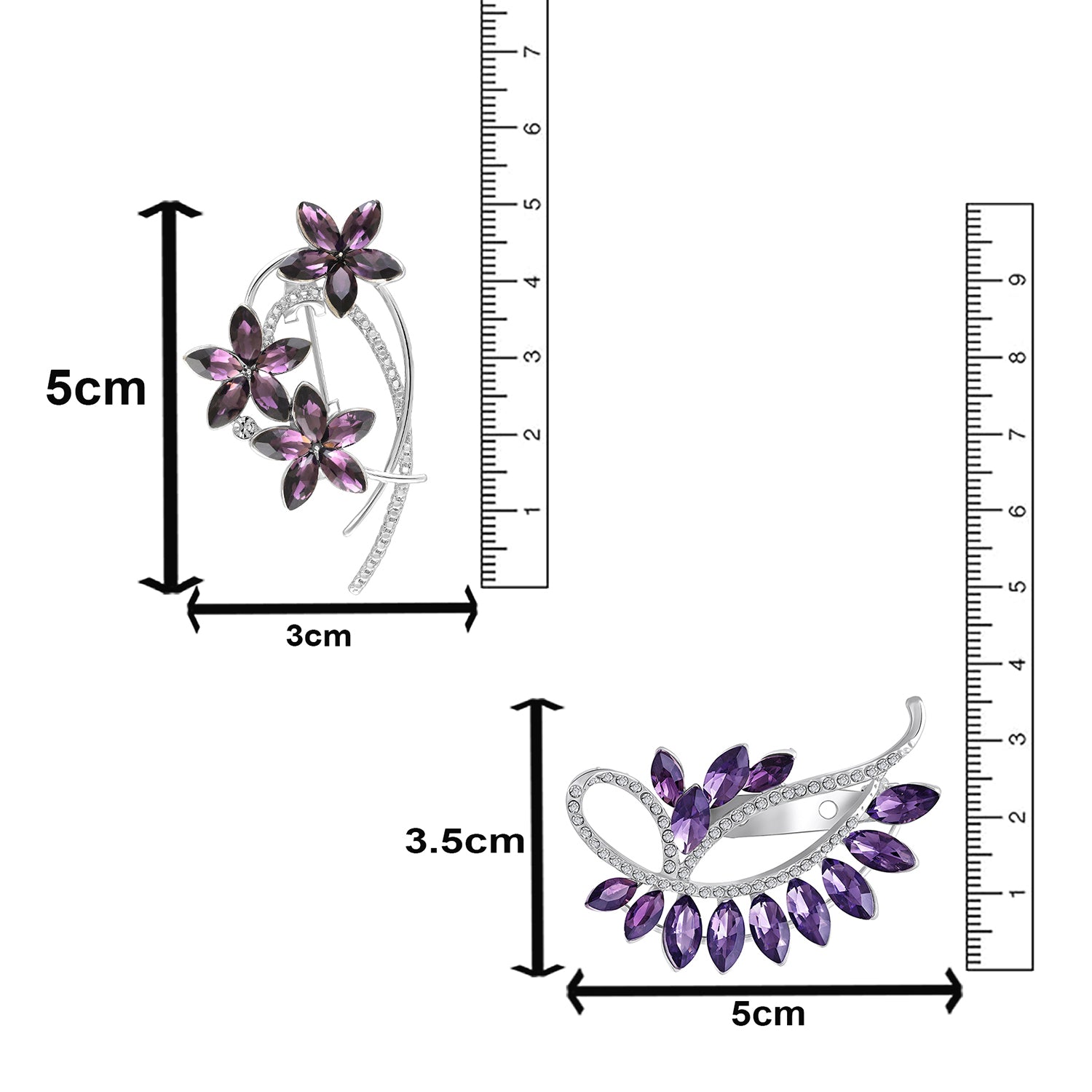 Combo of 2 Purple Crystals Brooch / Saree Pin