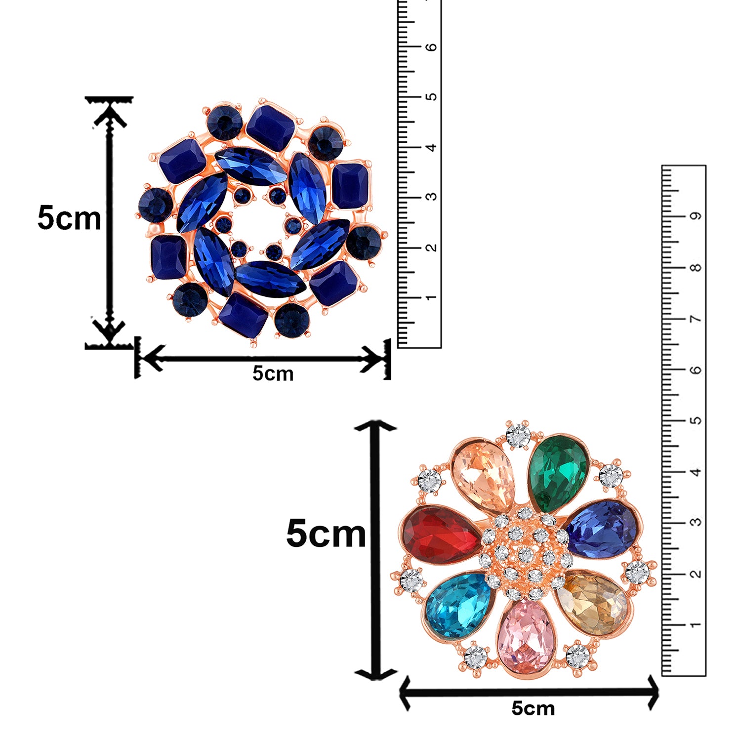 Combo of 2 Colorful Crystals Saree Pin Brooch