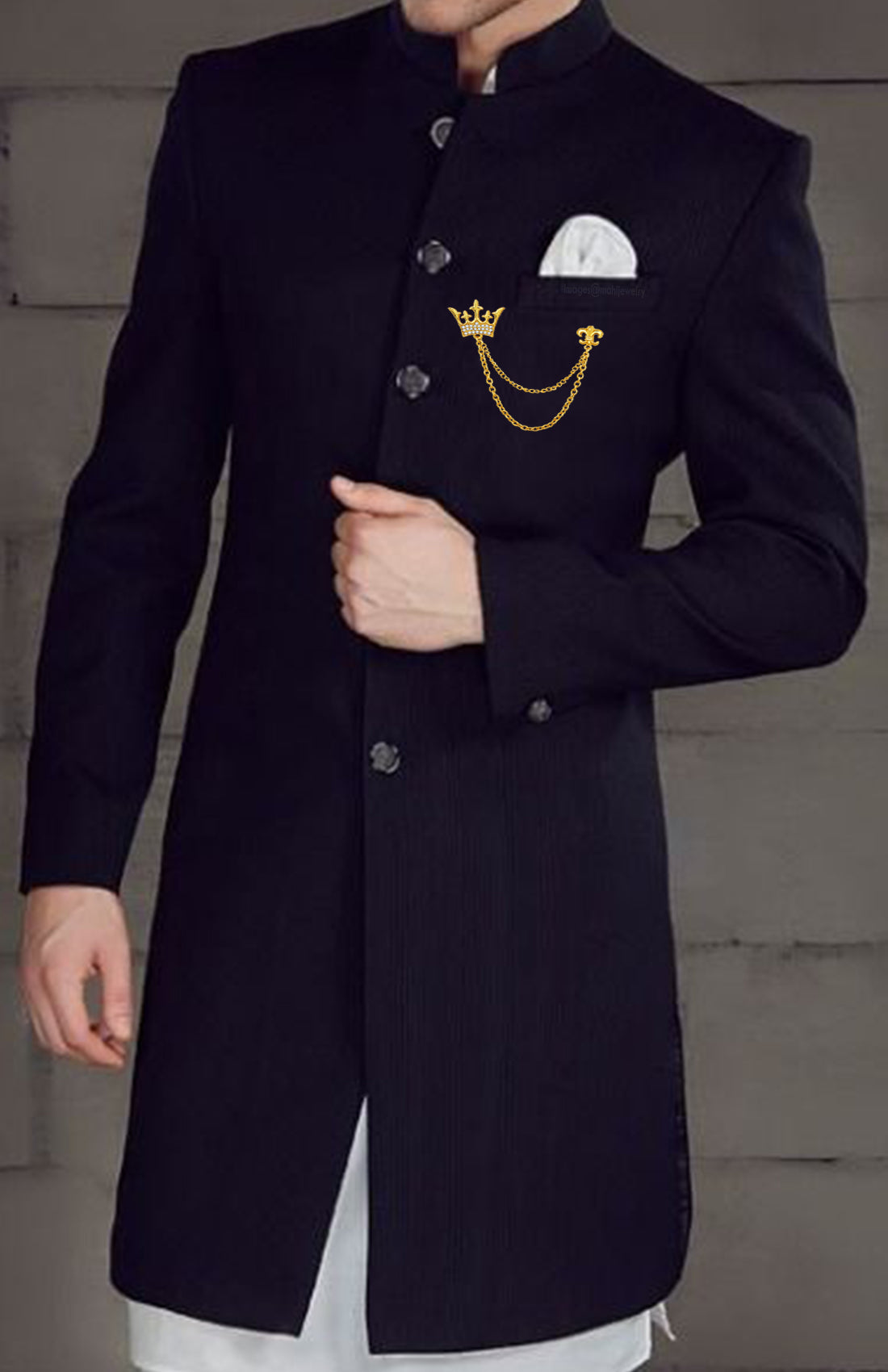 Combo of Crown and Sword-Shaped Layered Chain Brooch