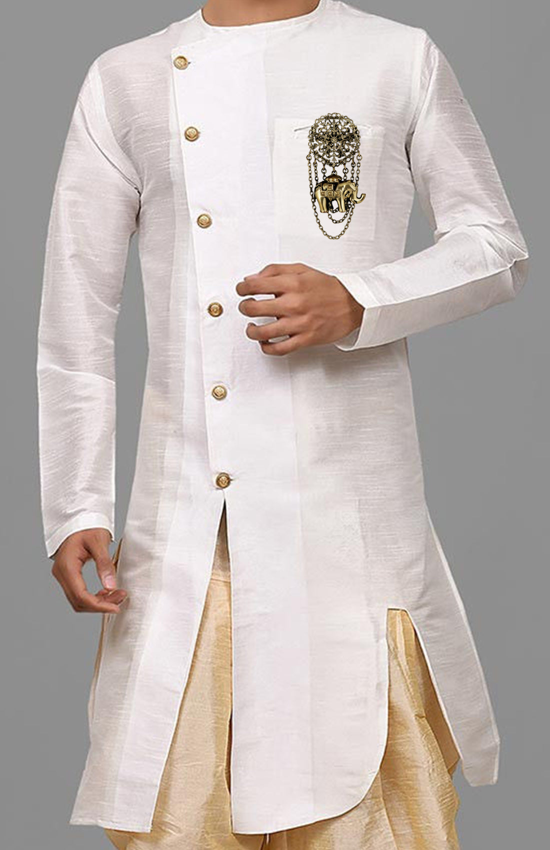 Combo of Horse-and-Elephant-Shaped Indowestern Sherwani Brooch