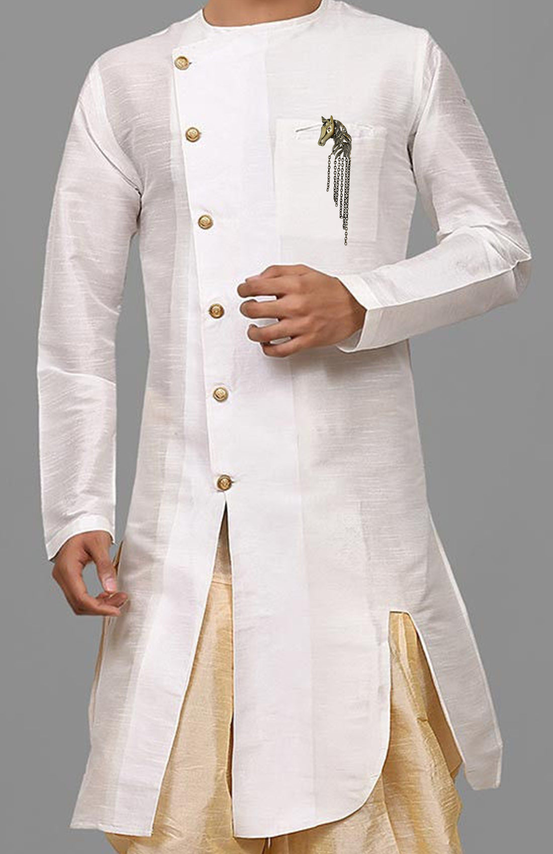 Combo of Horse-and-Elephant-Shaped Indowestern Sherwani Brooch