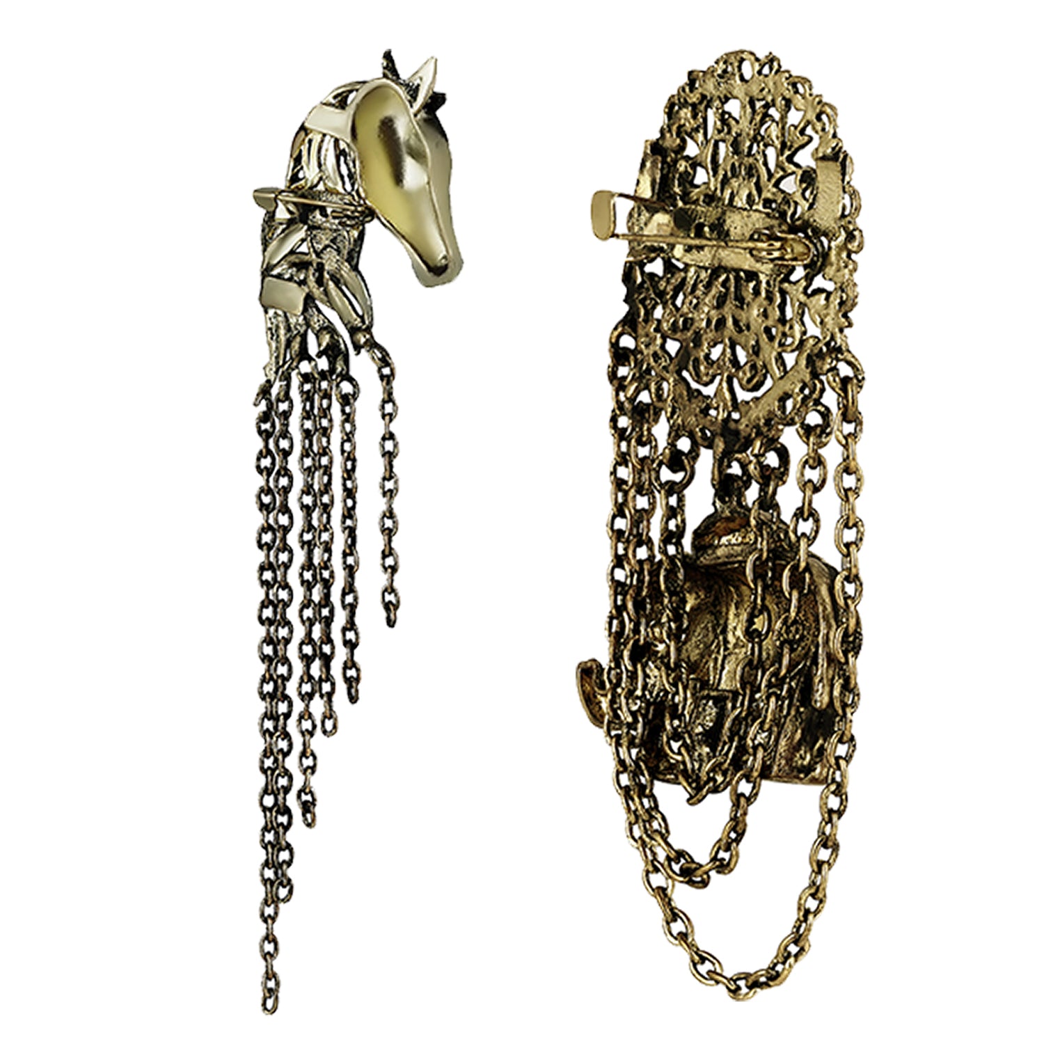 Combo of Horse-and-Elephant-Shaped Indowestern Sherwani Brooch