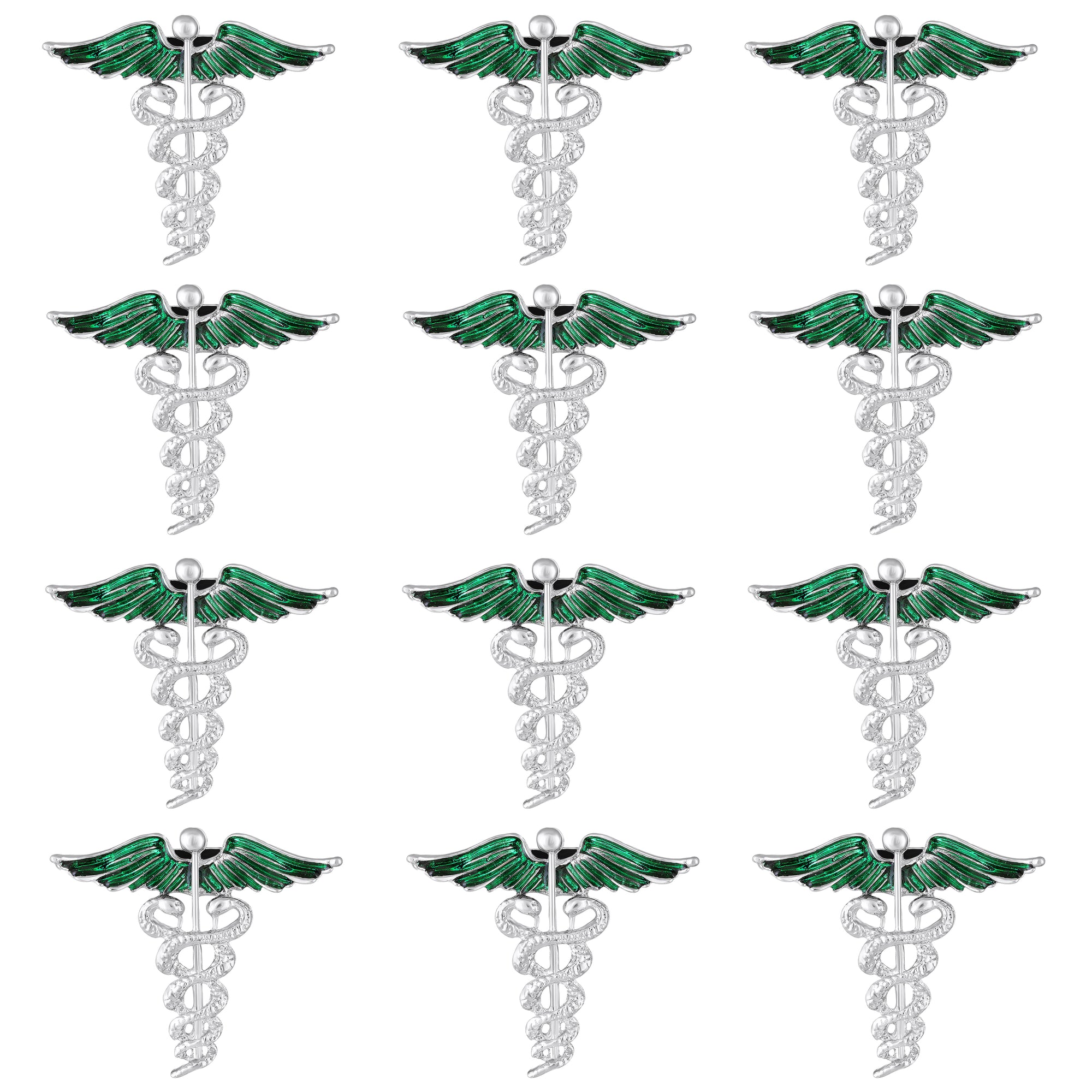 Combo of 2 Caduceus Doctor's Brooch / Lapel Pin