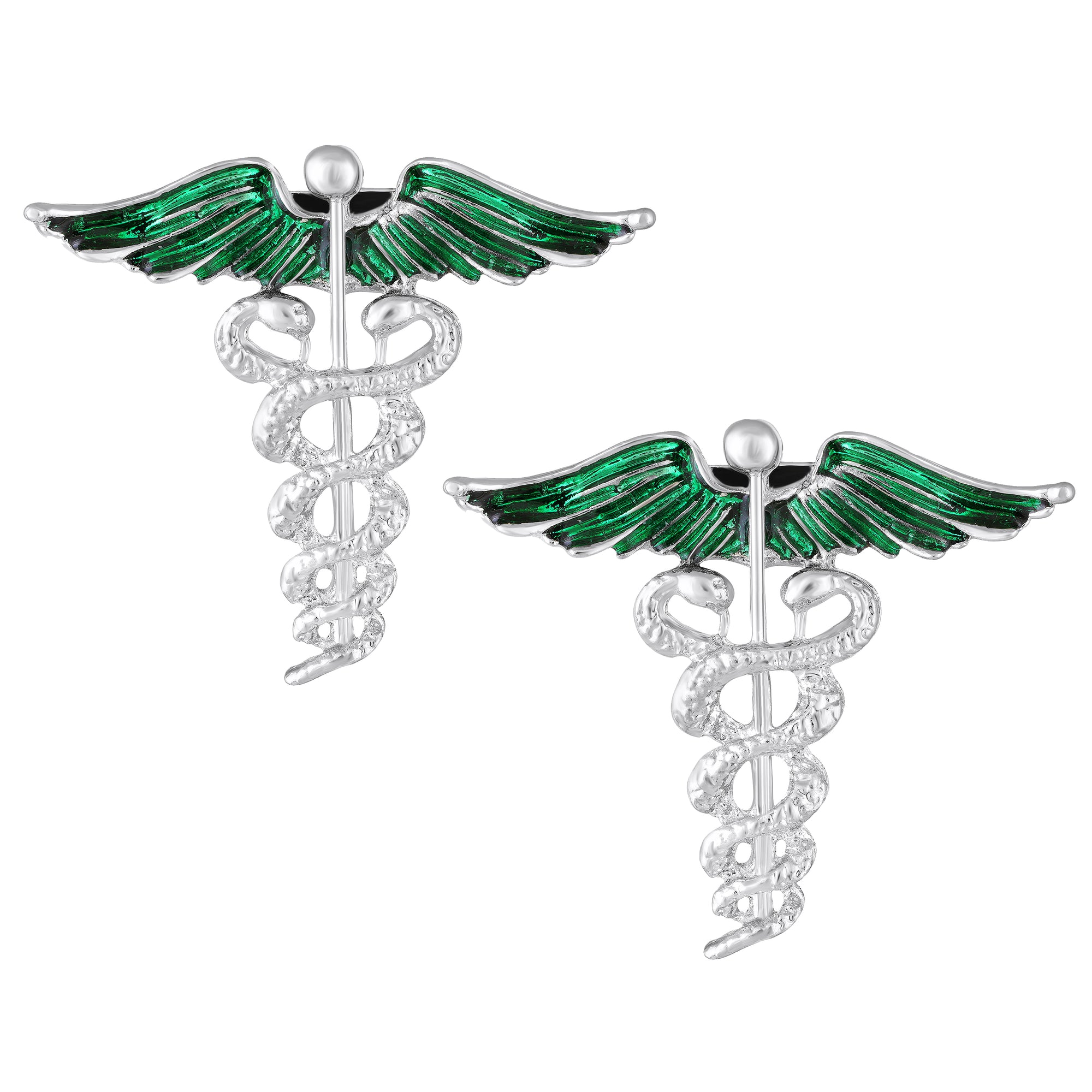 Combo of 2 Caduceus Doctor's Brooch / Lapel Pin