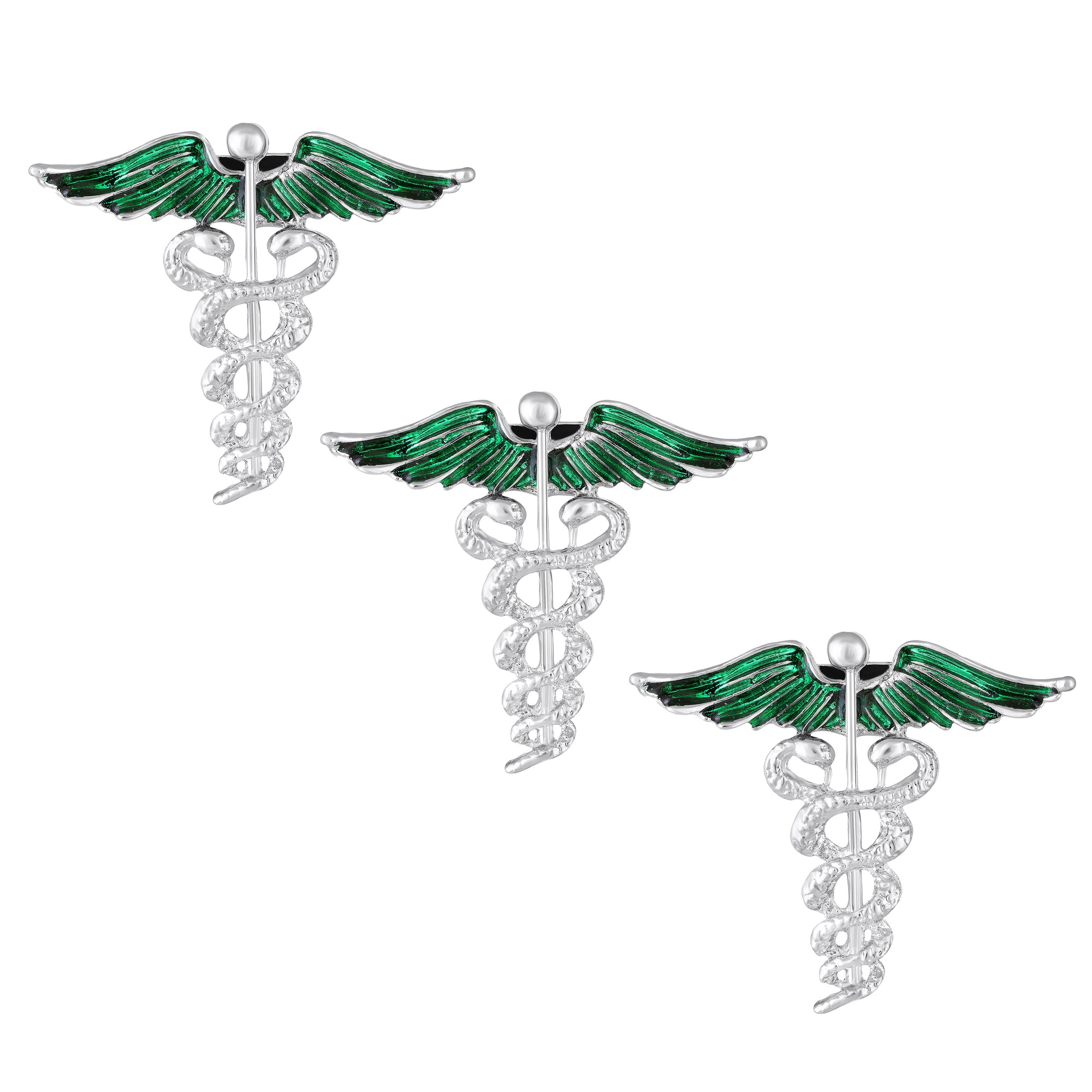 Combo of 2 Caduceus Doctor's Brooch / Lapel Pin