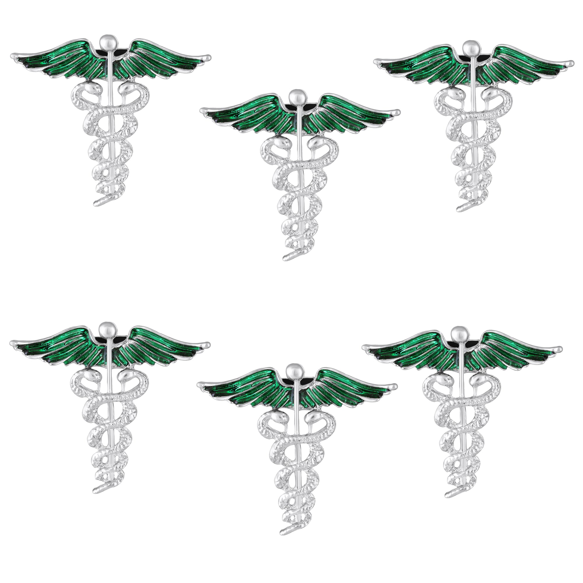 Combo of 2 Caduceus Doctor's Brooch / Lapel Pin