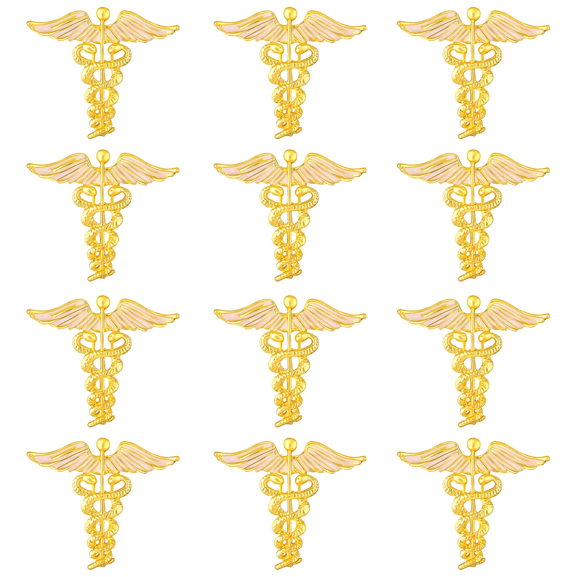 Combo of 2 Caduceus Doctor's Brooch / Lapel Pin