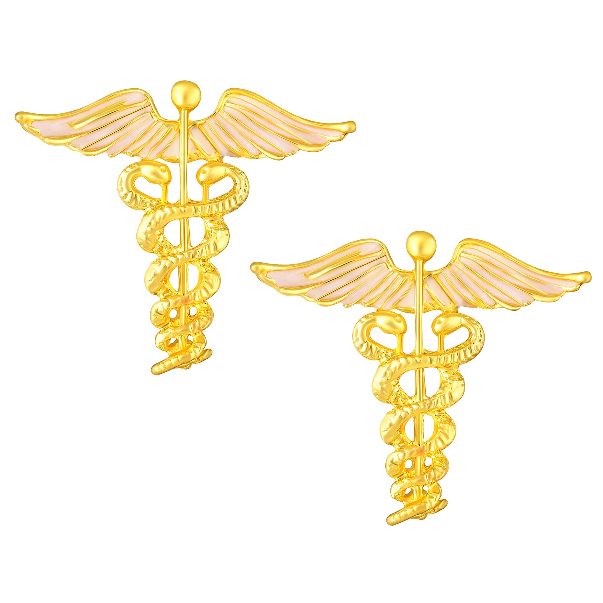 Combo of 2 Caduceus Doctor's Brooch / Lapel Pin