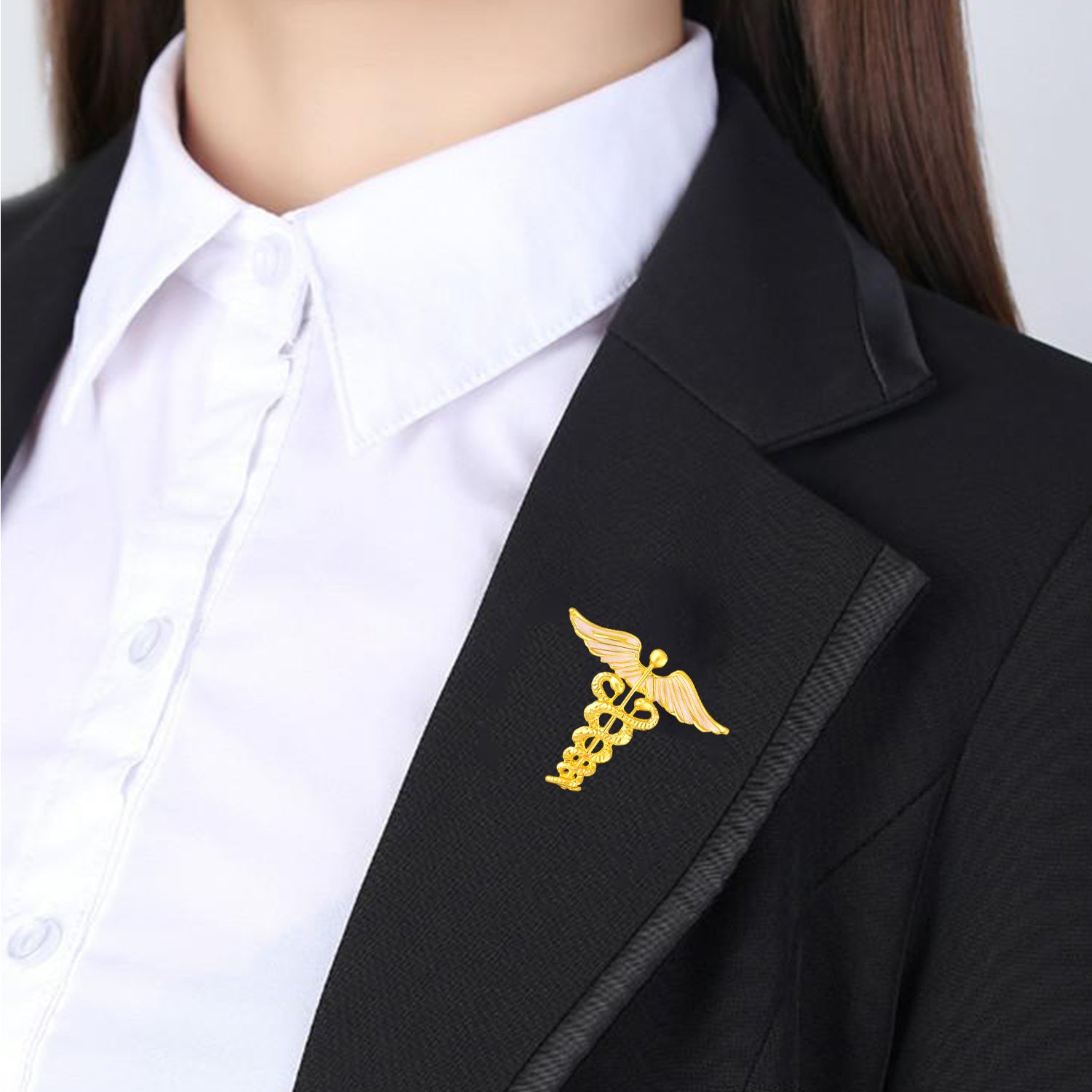 Combo of 2 Caduceus Doctor's Brooch / Lapel Pin