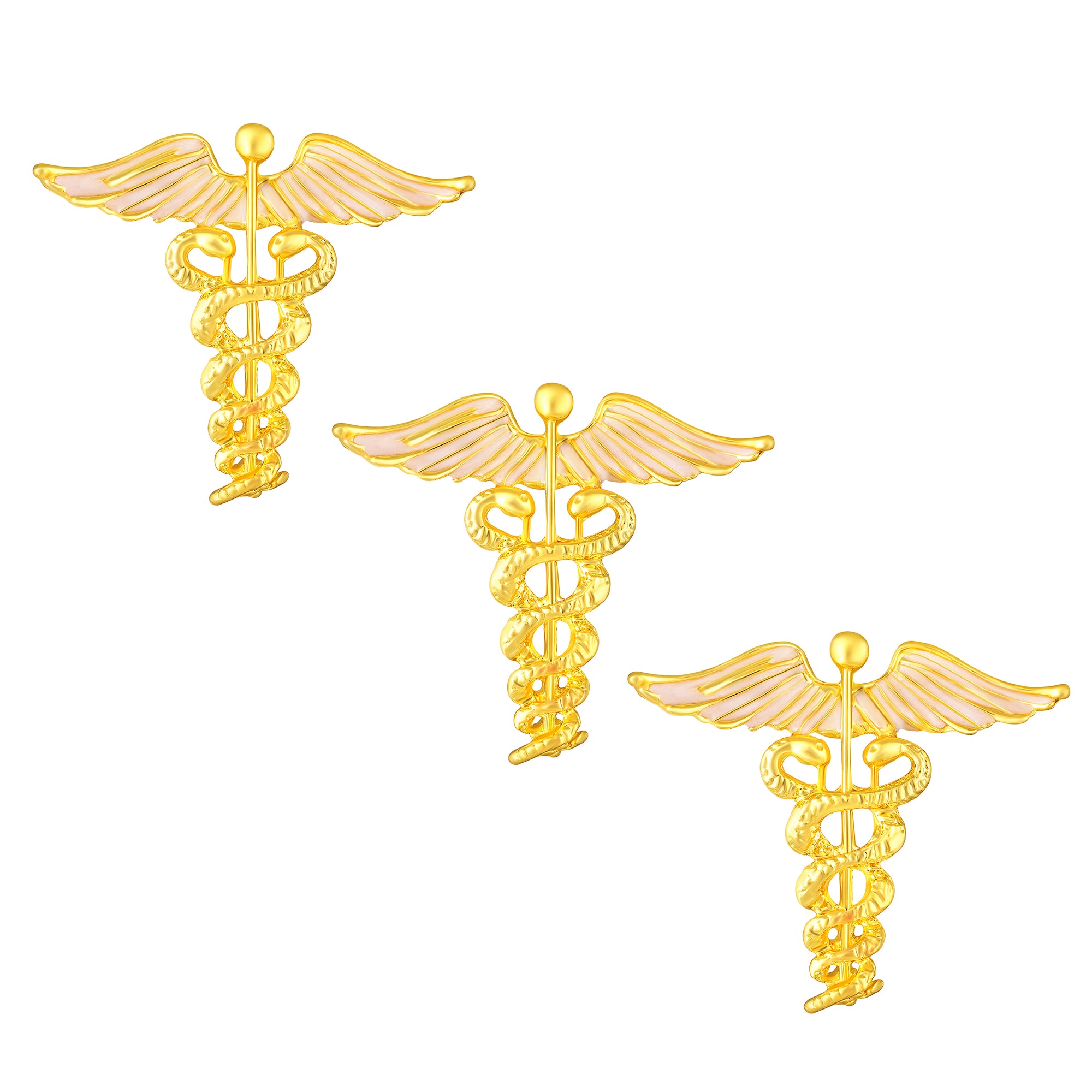 Combo of 2 Caduceus Doctor's Brooch / Lapel Pin