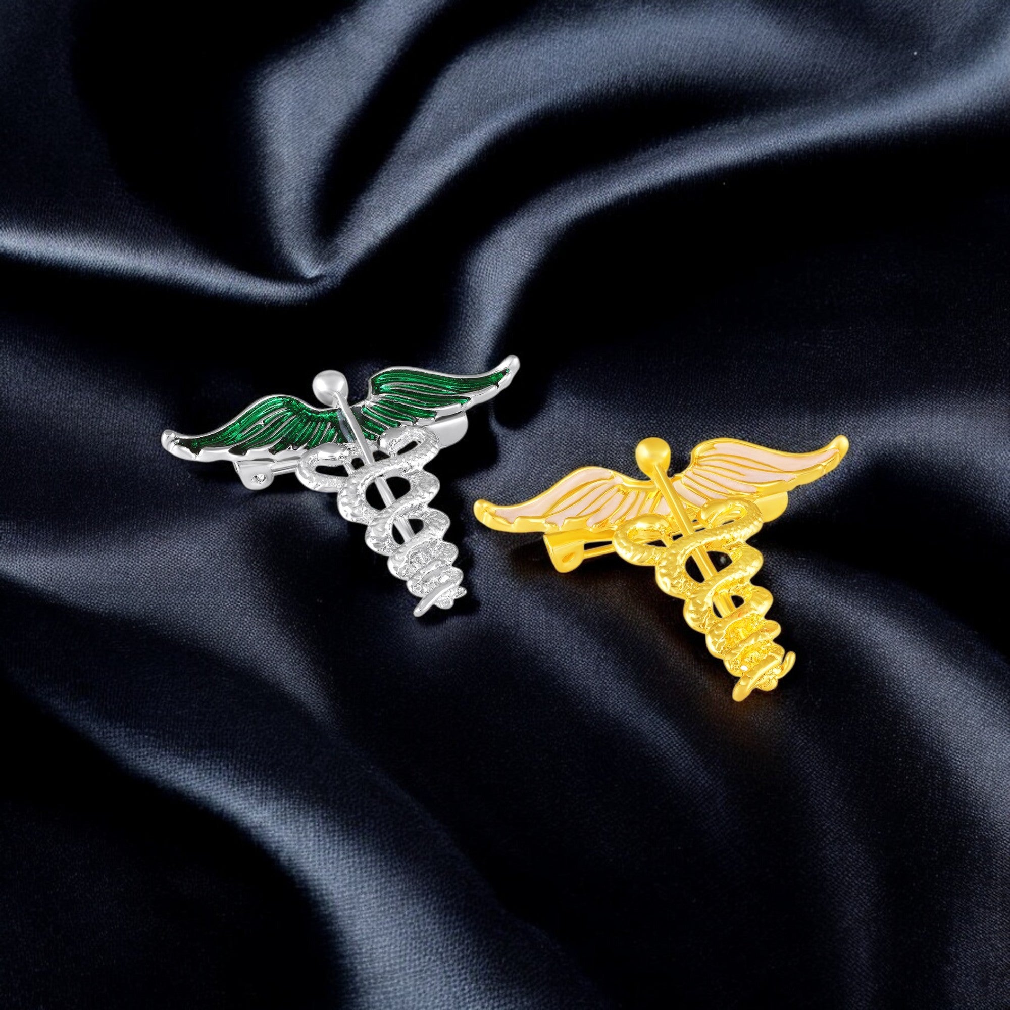 Combo of 6 Caduceus Doctor's Brooch / Lapel Pin