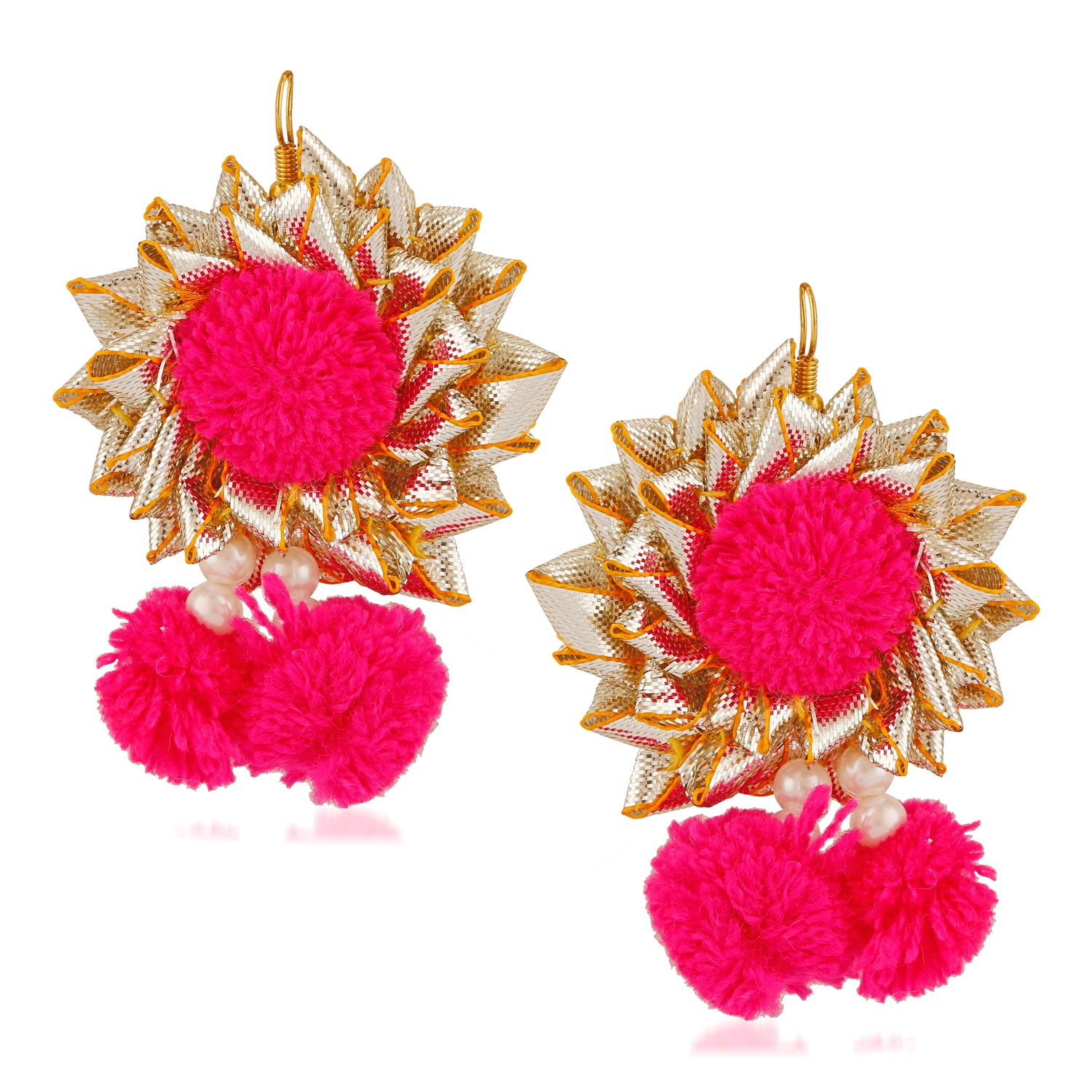 Gotta Patti Red Floret Pearl Jewellery set combo