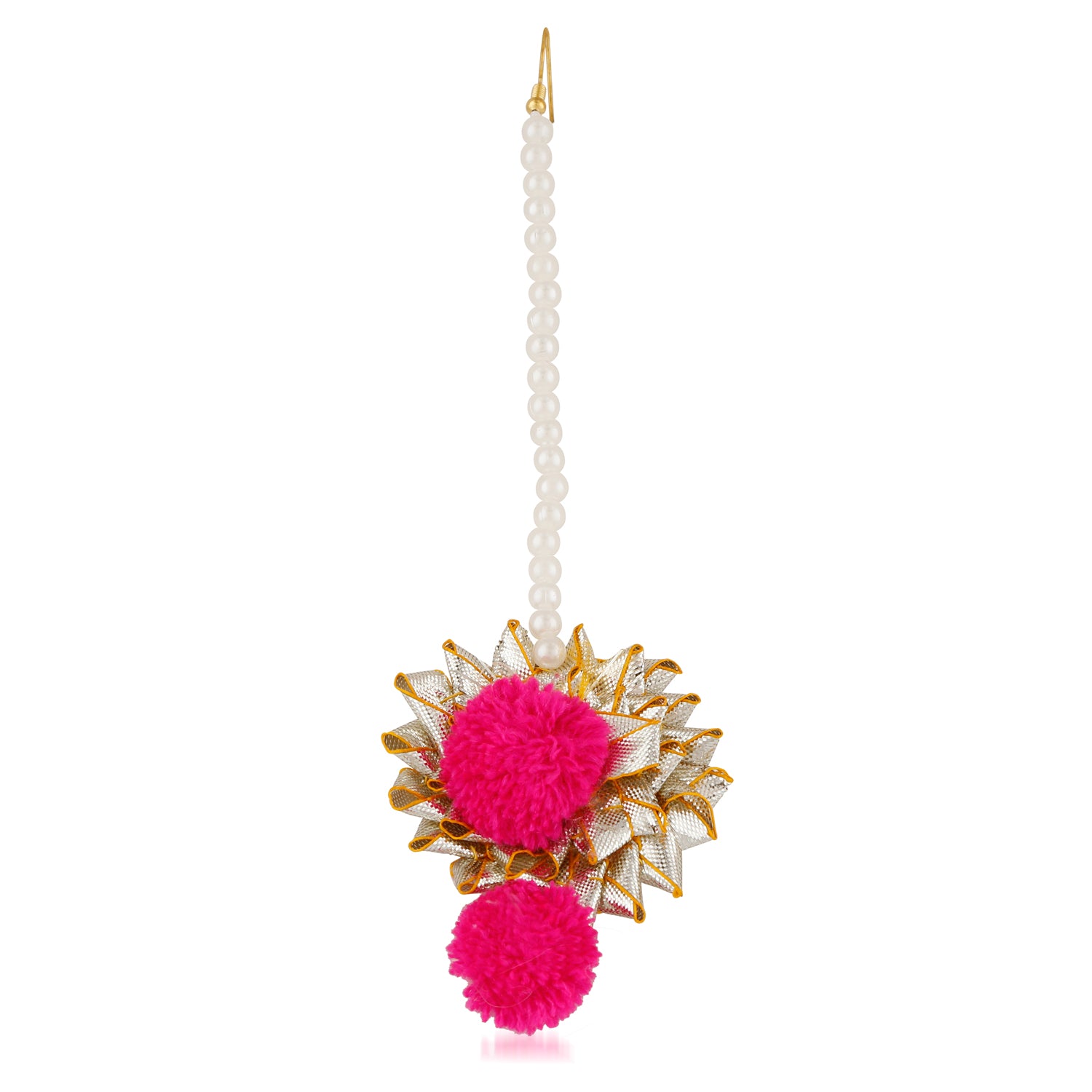 Gotta Patti Red Floret Pearl Jewellery set combo