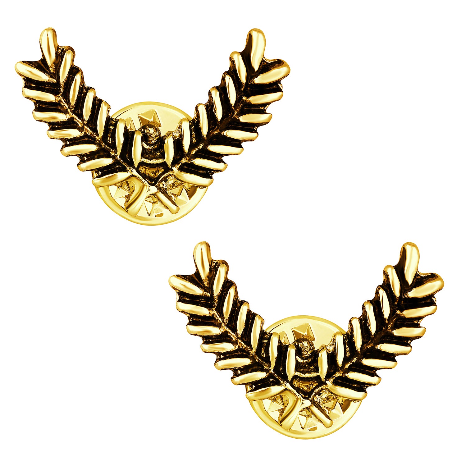 Cross Leaves Collar Pins Set