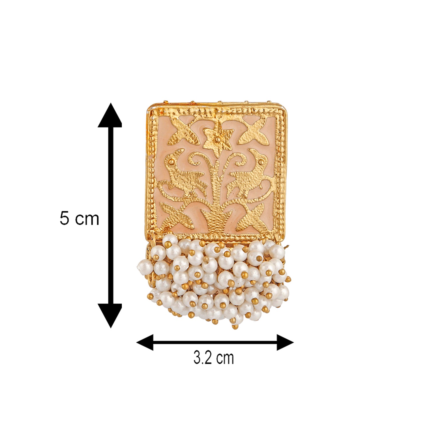 Meenakari Work Rectangular Shape Maangtikka & Earrings