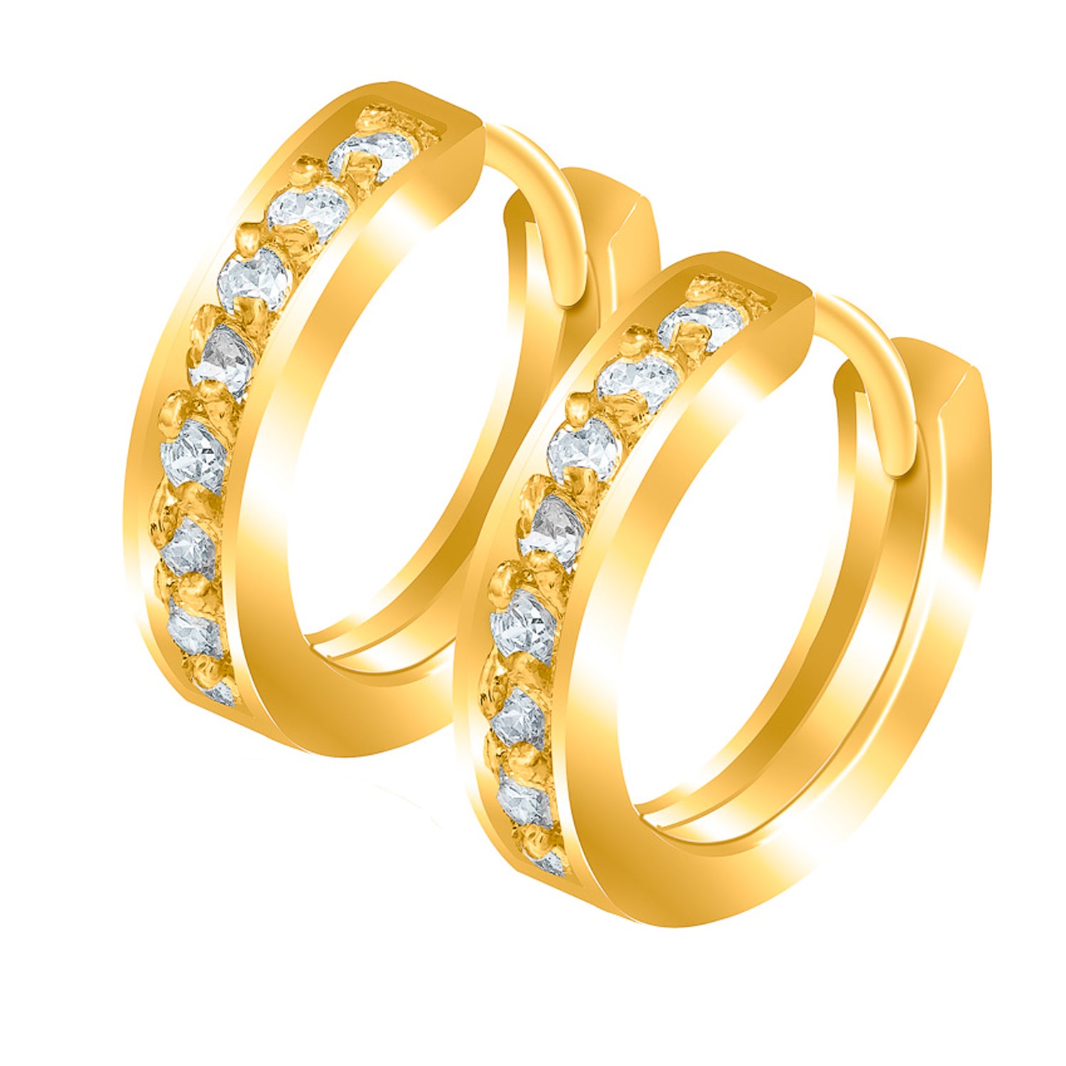 Single Line Crystals Hoop Bali Men Earring