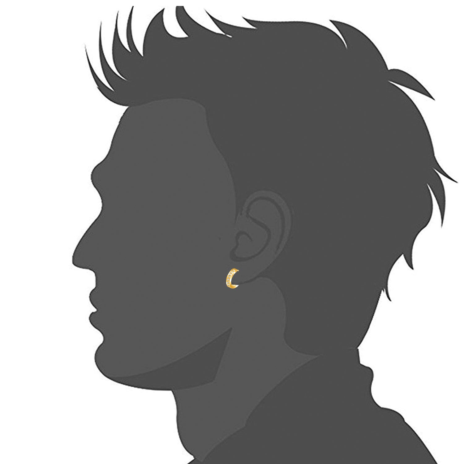 Single Line Crystals Hoop Bali Men Earring