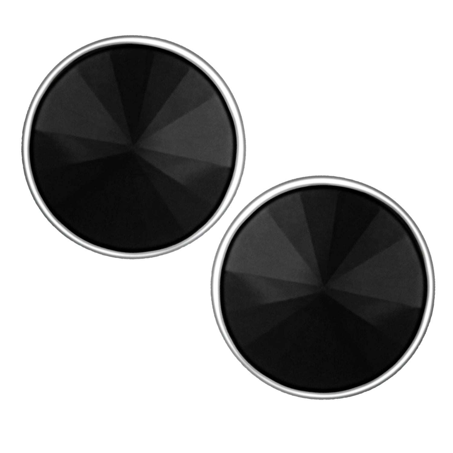 Black Cubic Zirconia Round Stud Earring Pair For Men
