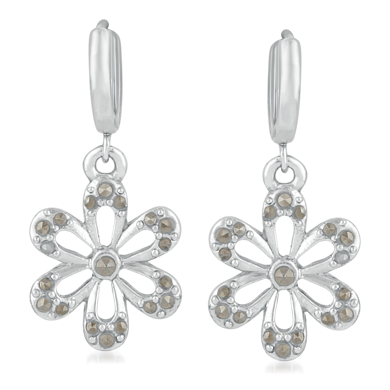 Floral Love Swarovski Marcasite Dangler Earrings