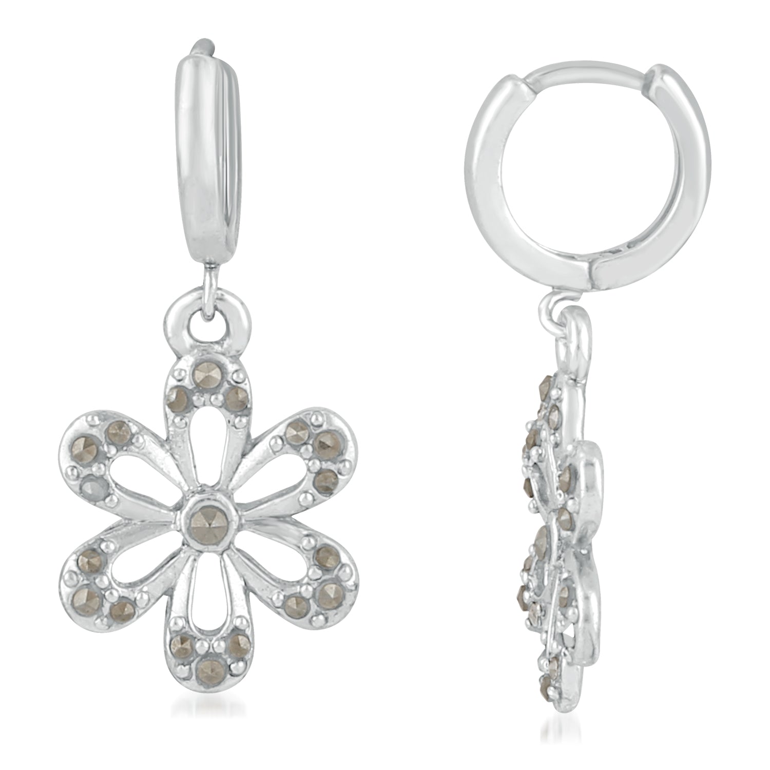 Floral Love Swarovski Marcasite Dangler Earrings