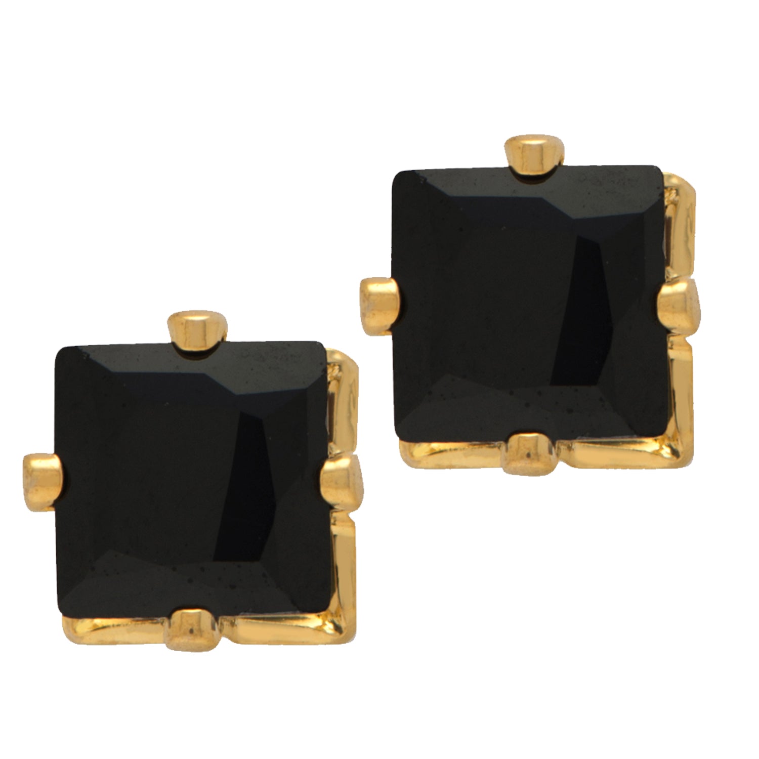 Black Squarish Crystal Stud Mens Earrings