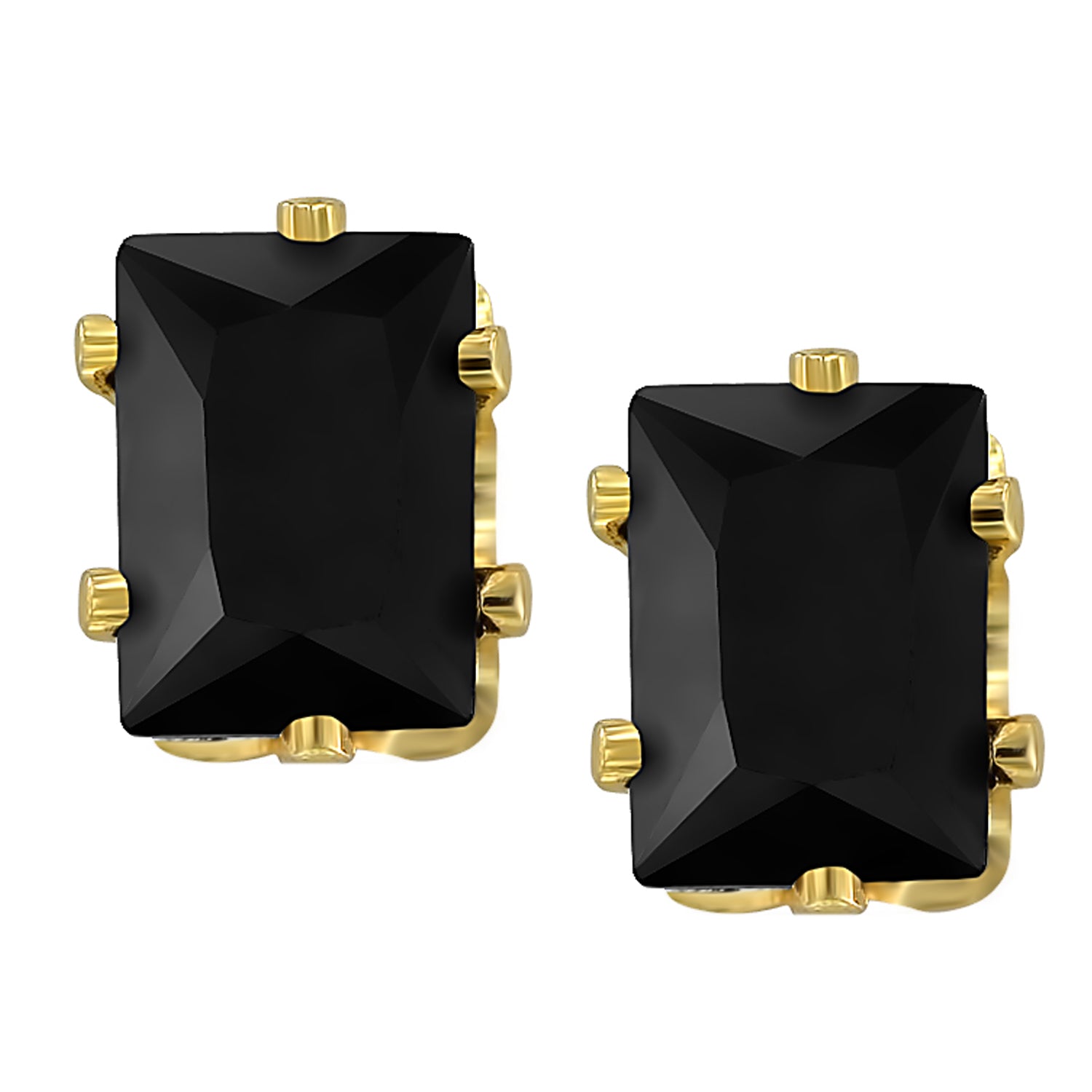 Black Rectangular Crystal Stud Mens Earrings