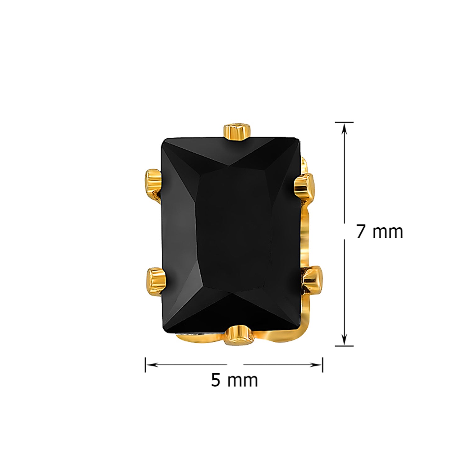 Black Rectangular Crystal Stud Mens Earrings