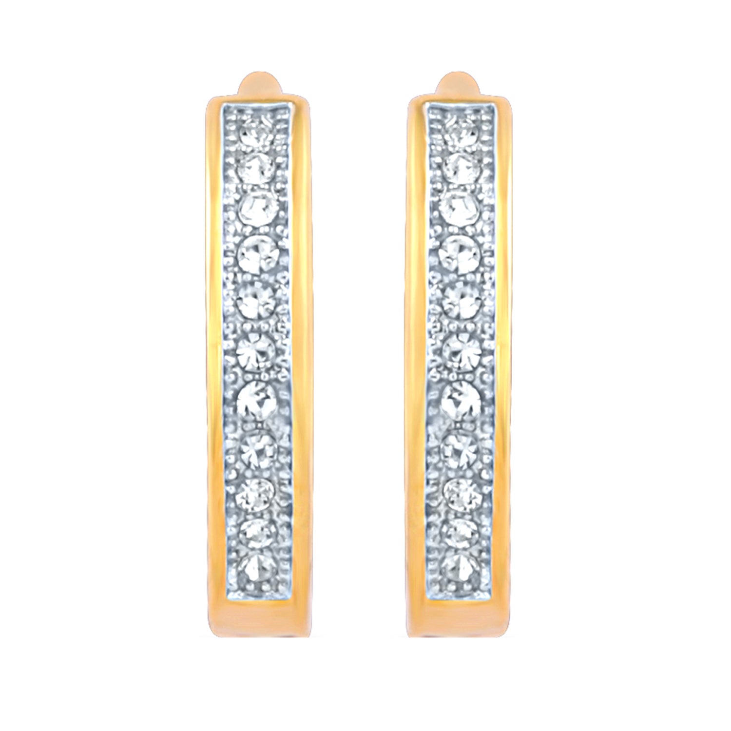 Single Line Crystals Hoop Bali Earrings