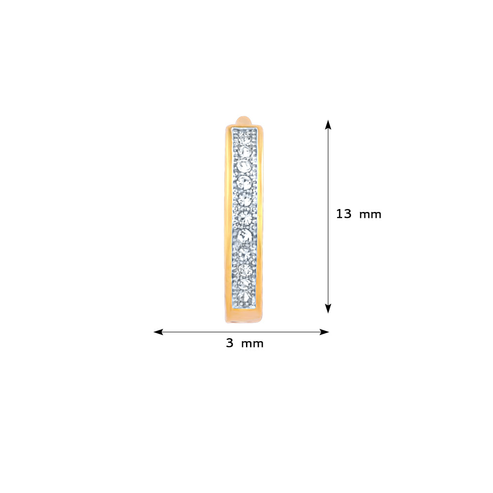 Single Line Crystals Hoop Bali Earrings